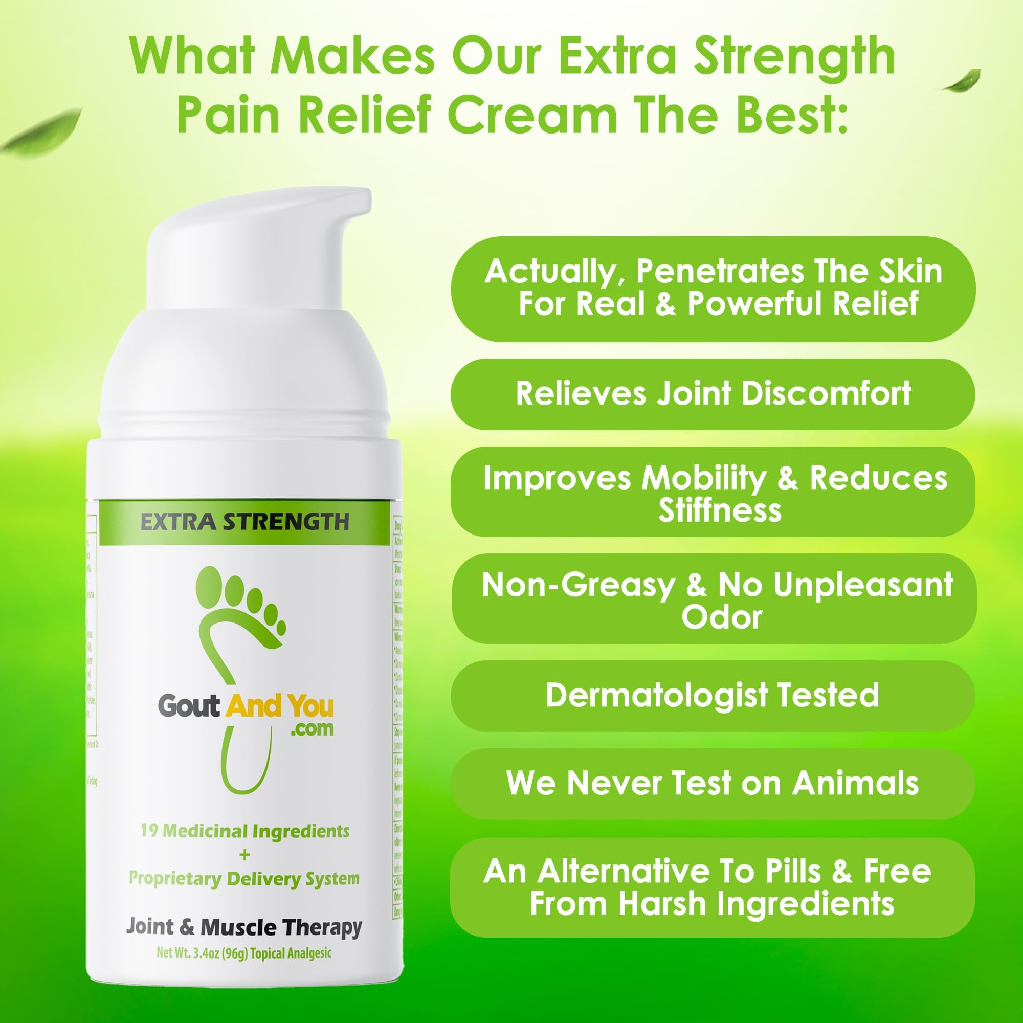 Gout and You Extra Strength Optimized Menthol Joint Discomfort Relief Cream for Joint Flare-Ups, Tendon, Muscle Ache - Fast Acting Joint Discomfort Relieving Rub with 19 Ingredients Gout and You Au supplements
