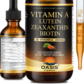 OASIS FORCE 6 in 1 Vitamin A Liquid Drops with Lutein & Zeaxanthin, Vita A Retinyl Palmitate for Skin, Vision & Immune Support, Adults & Kids Ages 6+, Vegan, Non-GMO, 2 Fl Oz OASIS FORCE Au supplements