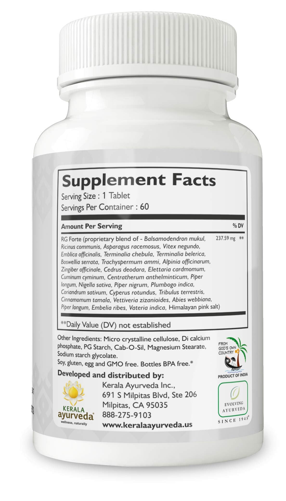 Kerala Ayurveda RG Forte Tablet - Herbal Tablet for Supporting Healthy Joint Function and Balancing Vata & Kapha, 60 Count Kerala Ayurveda Au supplements