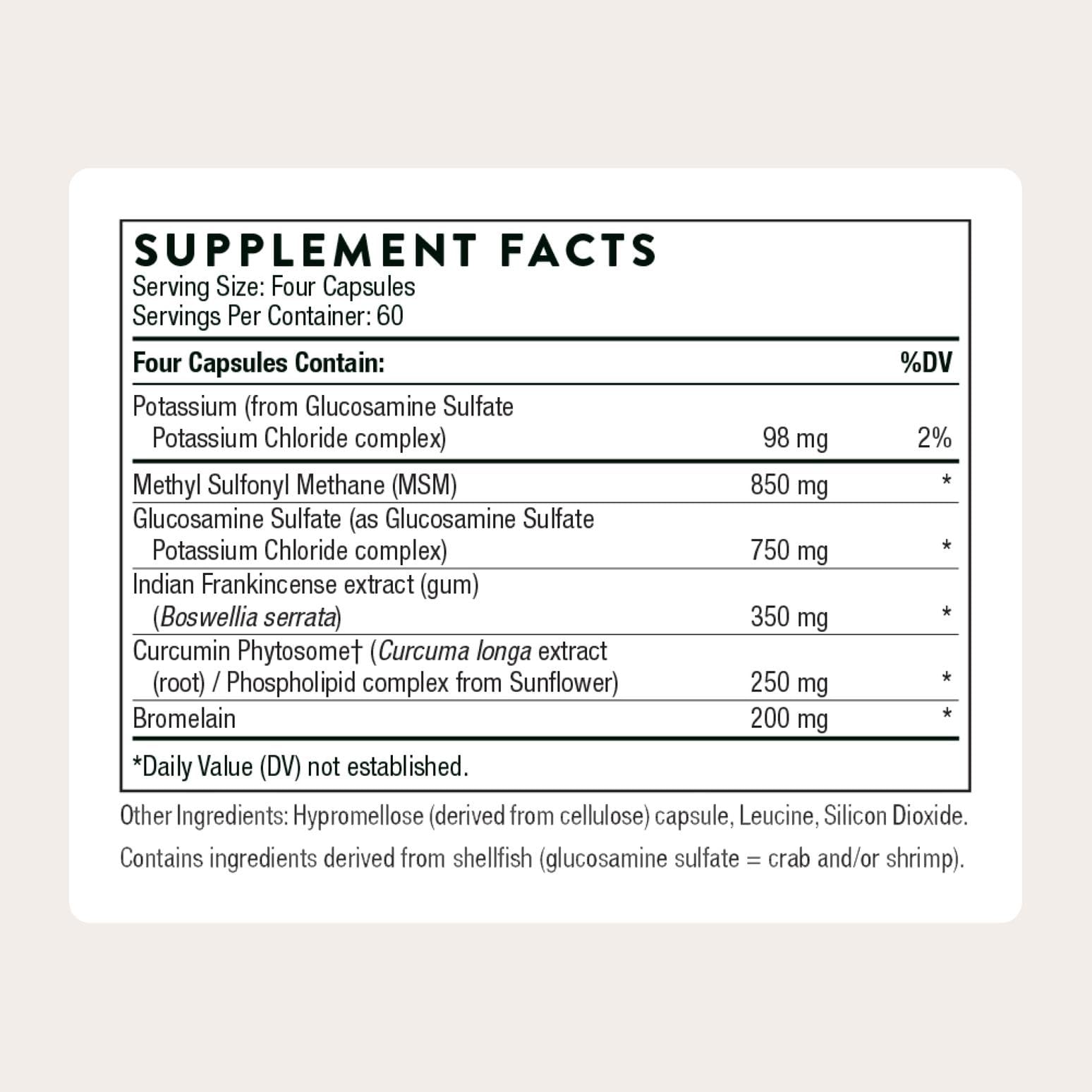 THORNE - Joint Support Nutrients - Formulated with Glucosamine, MSM, Curcumin, Bromelain, Boswellia & Potassium for Joint Support* - Third-Party Certified - Gluten, Dairy & Soy-Free - 240 Capsules THORNE Au supplements