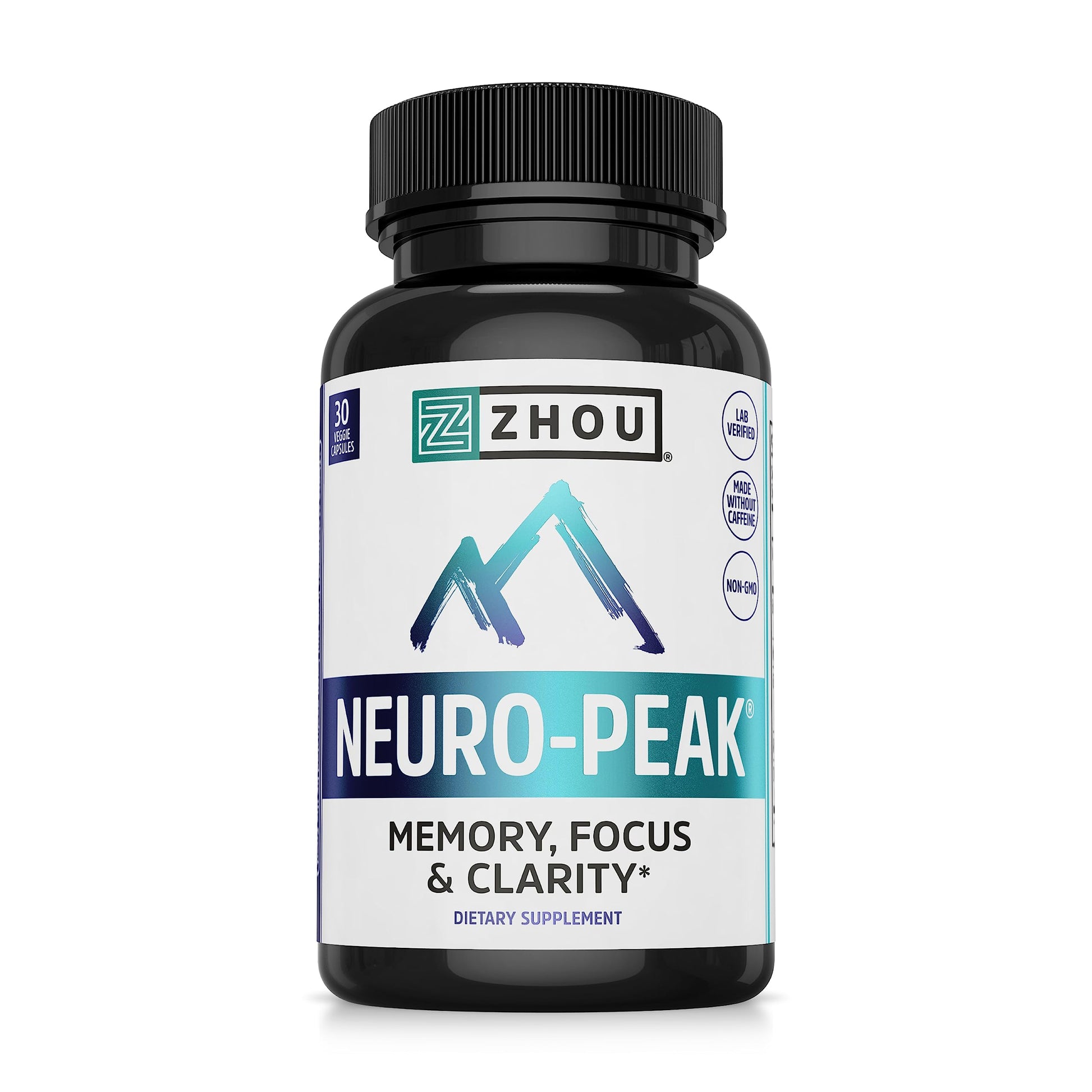 Zhou Neuro-Peak - Brain Supplements for Memory and Focus, Nootropic for Men & Women, Brain Support Pill for Adults, Brain Vitamins - 30 Veggie Capsules (Pack of 1) ZHOU Au supplements