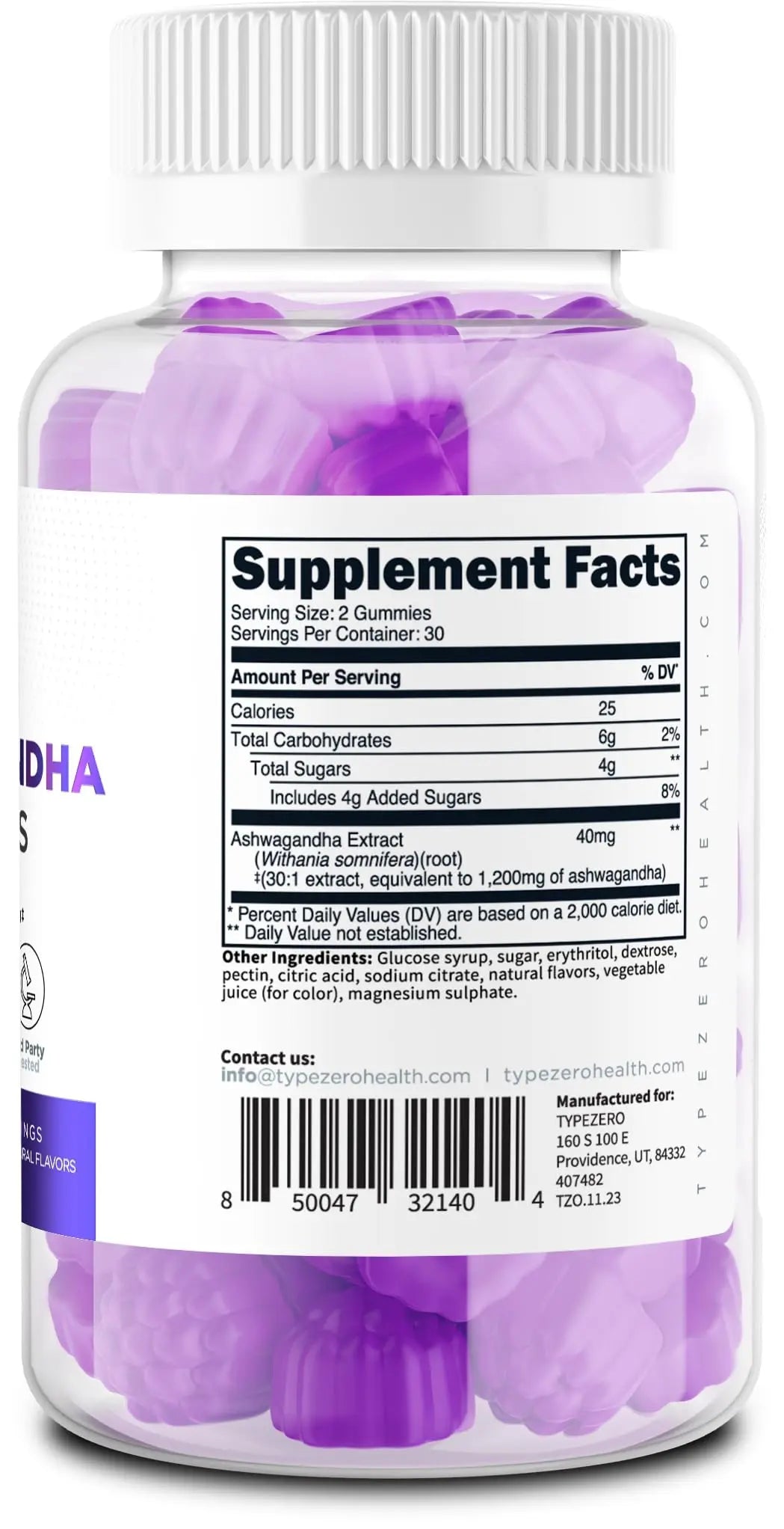 Type Zero Ashwagandha Gummies 1,200mg, 60 Gummies - Ashwagandha Herbal Extract Supplement - 30 Servings, Gluten Free, Non-GMO Type Zero Au supplements