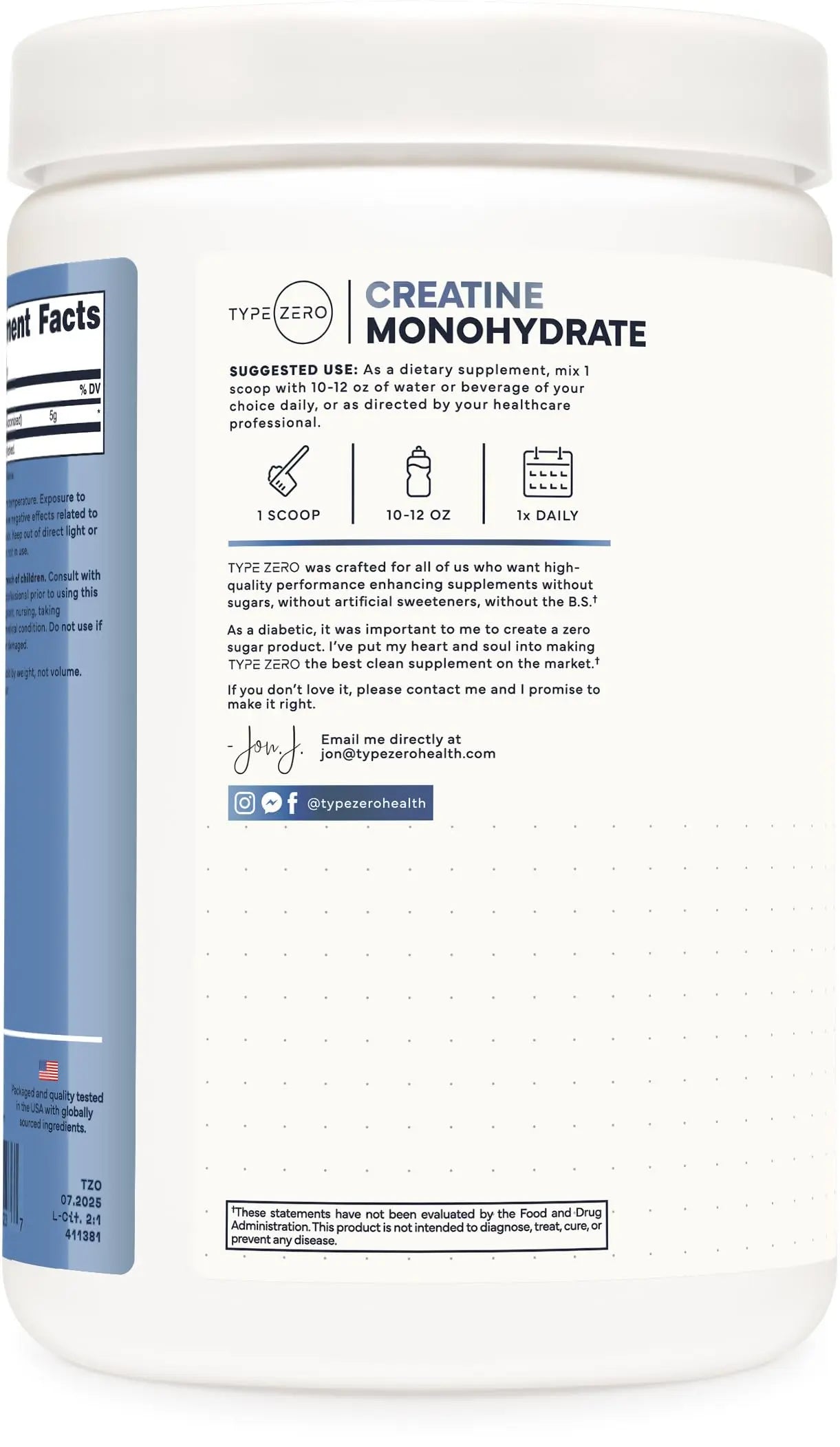 Type Zero Creatine Monohydrate Powder (Unflavored | 500g), 5000 mg Per Serving, Micronized, Zero Sugar, Keto Friendly & Gluten Free, 100 Servings Type Zero Au supplements