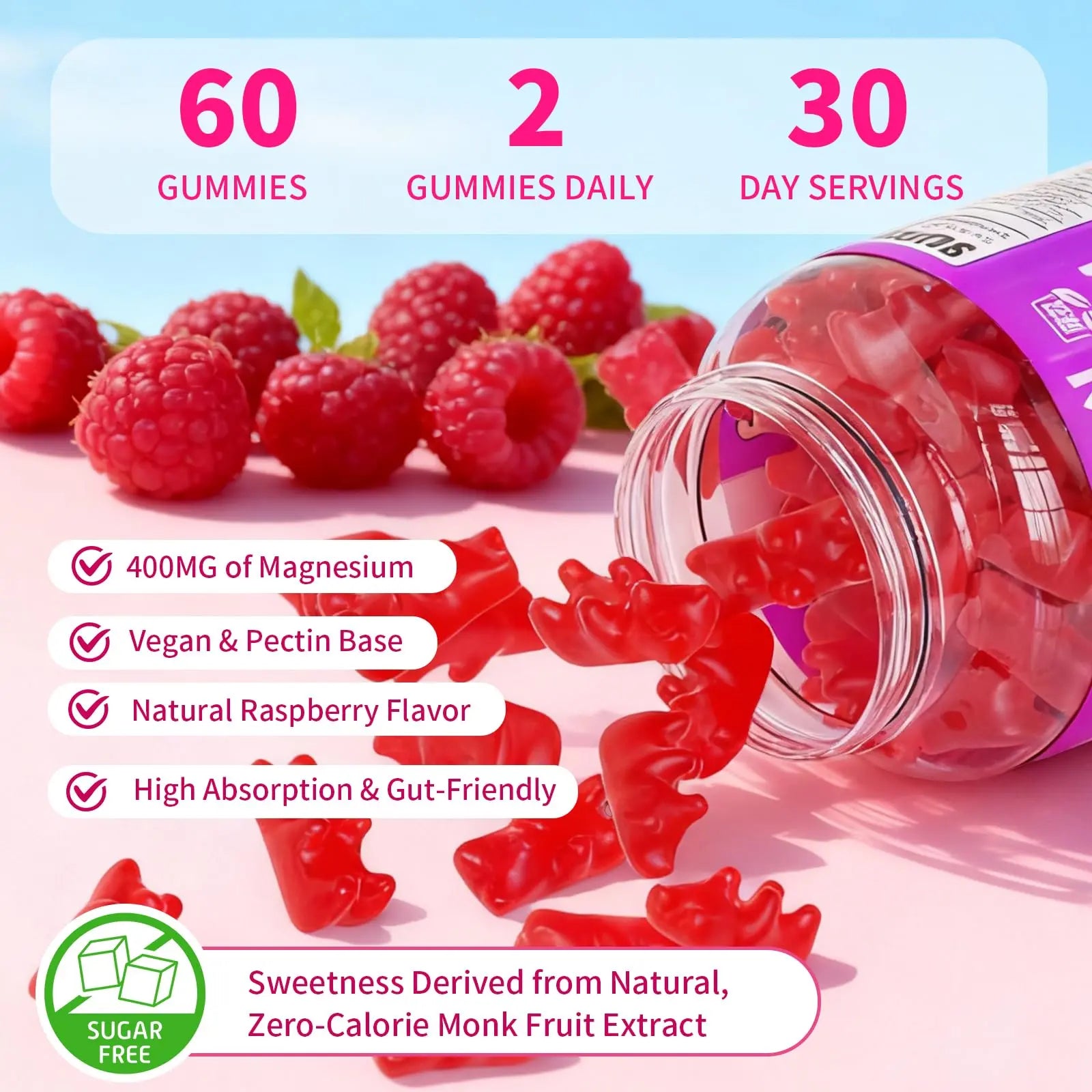 Pack of 2 Magnesium Complex Gummies 400mg, Magnesium Glycinate, Malate, Citrate, Taurate, Oxide & More | w/Ashwagandha Extract, D3 & B12 for Calm, Zzz, Relaxation, Raspberry Flavor, 120 Count YUULAI Au supplements