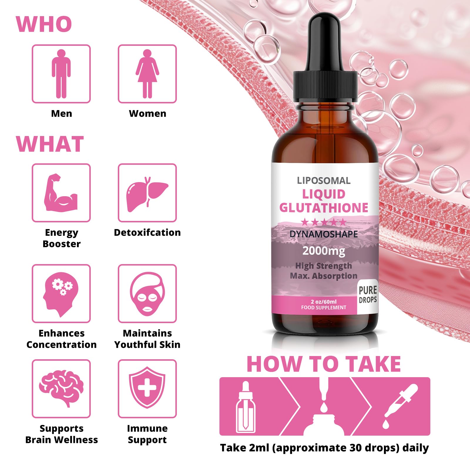 Liposomal Glutathione 2000mg with Vitamin C, Oral Glutathione Liquid, Antioxidant Supplement for Detox, Superior Absorption, Higher Dosage (Pack of 1) baanaas For Babies to Nanas Au supplements