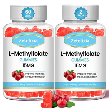Zetelixia 2 Pack L-Methylfolate 15mg & Methyl B12 Gummies, Folate Supplement for Brain Health, Mood & Immunity, DNA Synthesis & Repair Zetelixia Au supplements