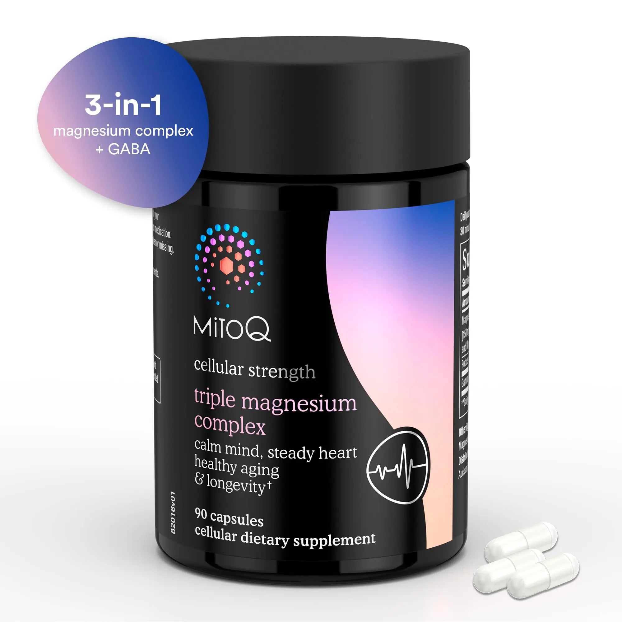 MitoQ Triple Magnesium Complex | Magnesium Glycinate, Taurinate, Oxide with GABA for Heart Health, Stress Management, & Deeper Sleep | High Absorption | 90 Capsules MitoQ Au supplements