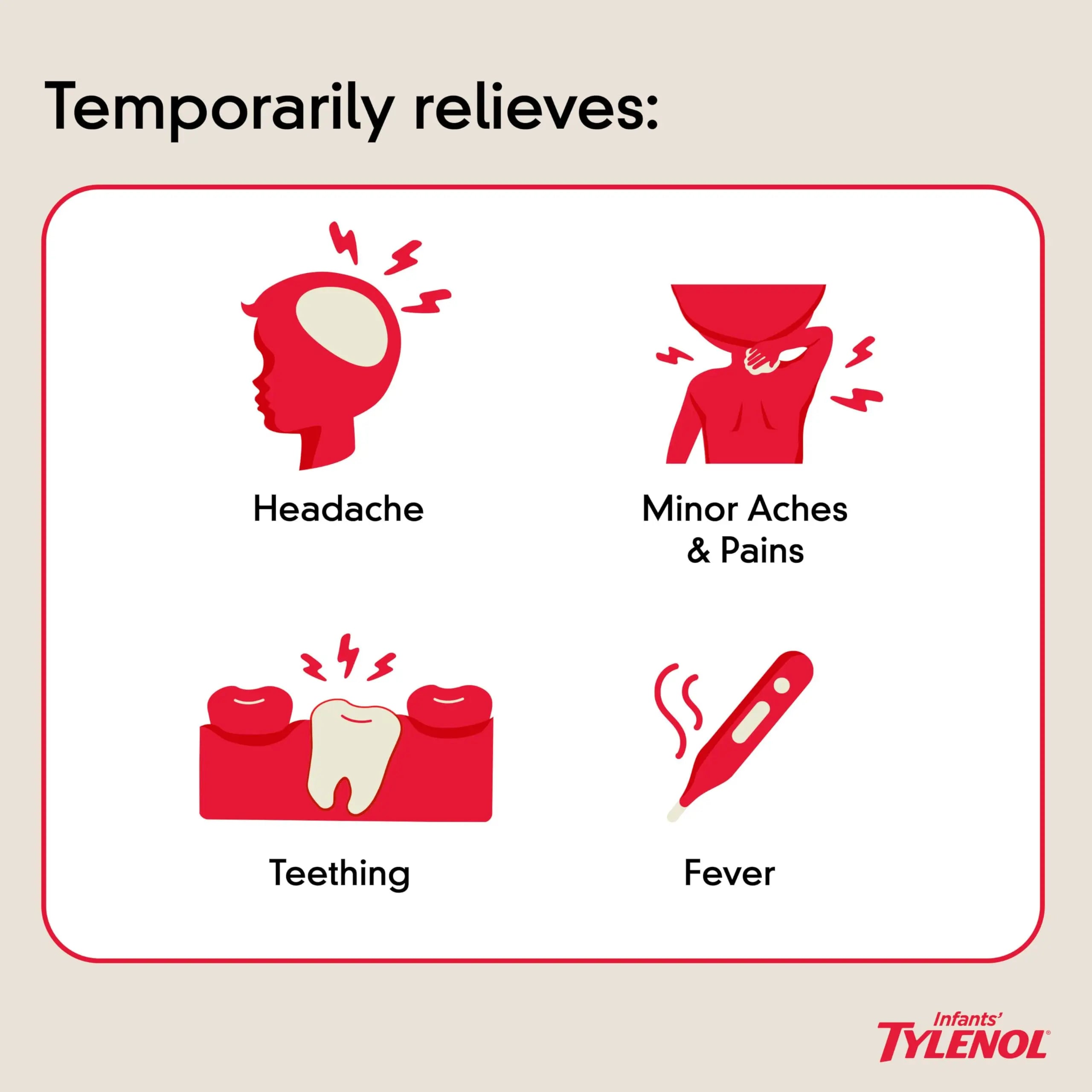 Infants' Tylenol Liquid Pain Reliever and Fever Reducer Medicine, Acetaminophen Oral Suspension for Sore Throat, Headache & Teething, Kids Fever Reducer; Dye-Free Cherry Flavor, 2 fl oz, Pack of 1 Tylenol Au supplements