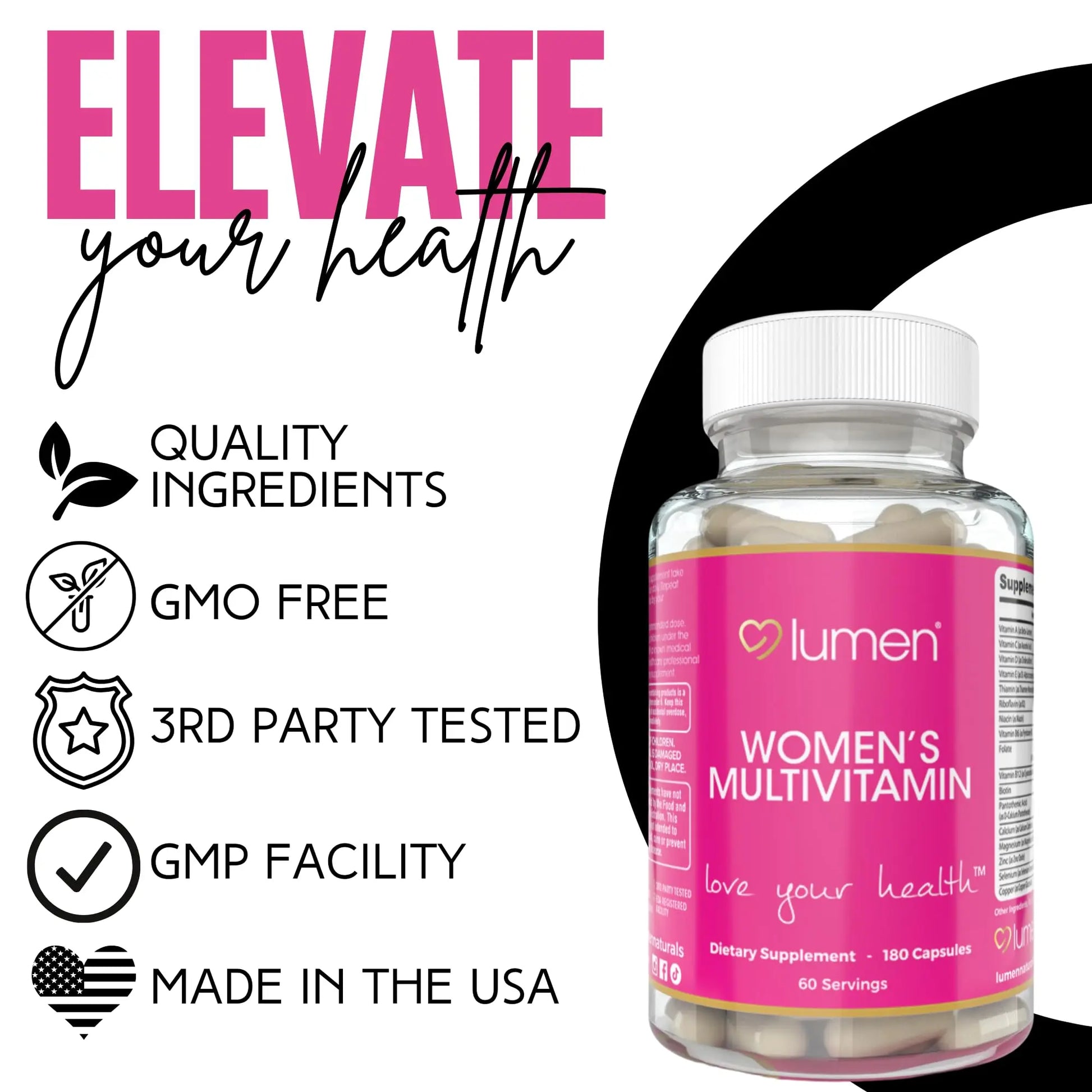 Lumen Naturals Women's Multivitamin Vitamin B12, A, C, D, & E - 180 Count - 60 Servings - Veggie Capsules Lumen Naturals Au supplements