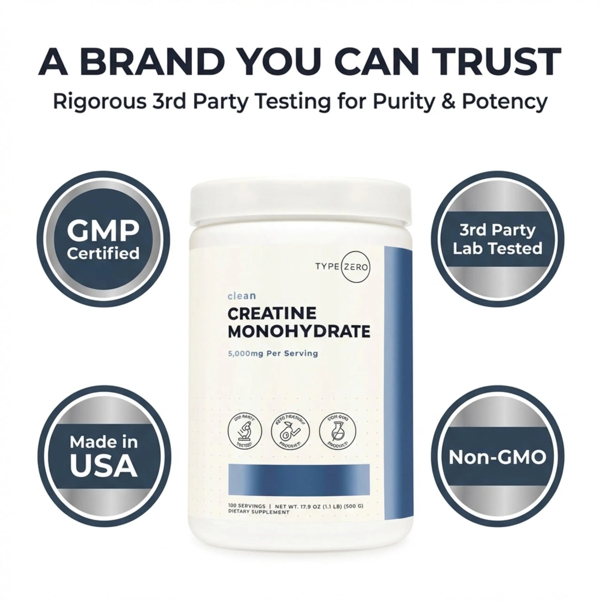 Type Zero Creatine Monohydrate Powder (Unflavored | 500g), 5000 mg Per Serving, Micronized, Zero Sugar, Keto Friendly & Gluten Free, 100 Servings Type Zero Au supplements