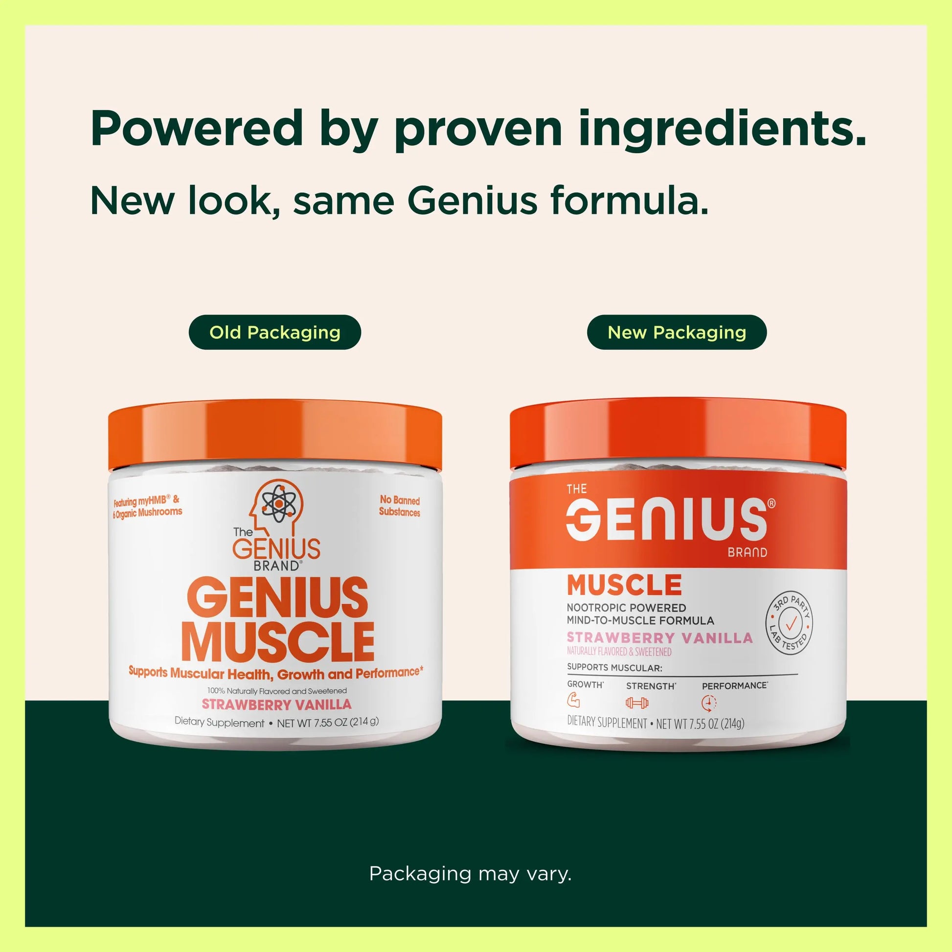 The Genius Brand Genius Muscle - Muscle Health Supplement for Growth, Endurance & Recovery - Non-Hormonal Formula - 6 Organic Mushrooms - Naturally-Sweetened - 30 Servings - Strawberry Vanilla The Genius Brand Au supplements