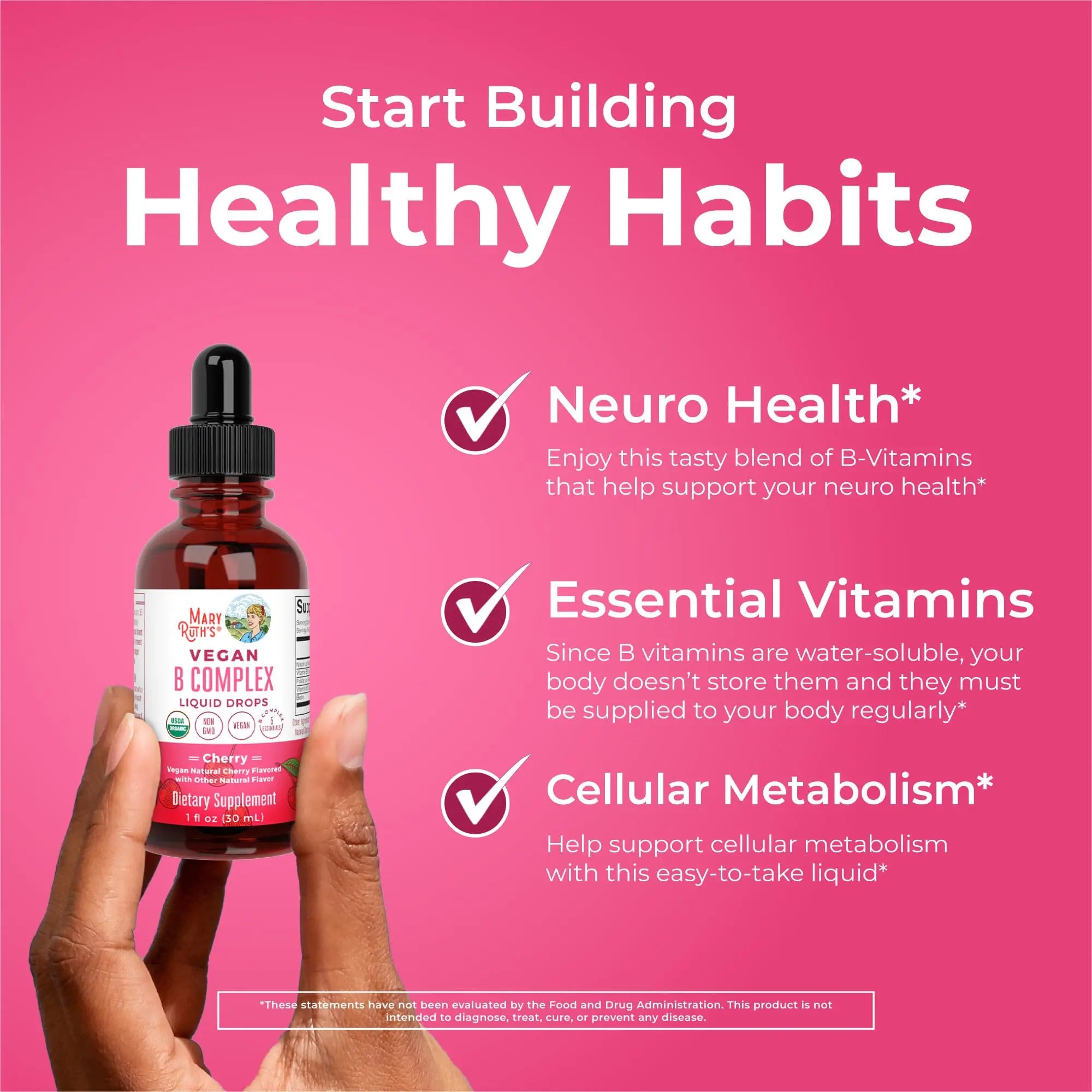 MaryRuth Organics Vitamin B Complex | B Vitamins Complex | Biotin | Vitamin B12 | Niacin | Folate | Metabolic Support Supplement | Vegan | USDA Organic MARYRUTH'S Au supplements