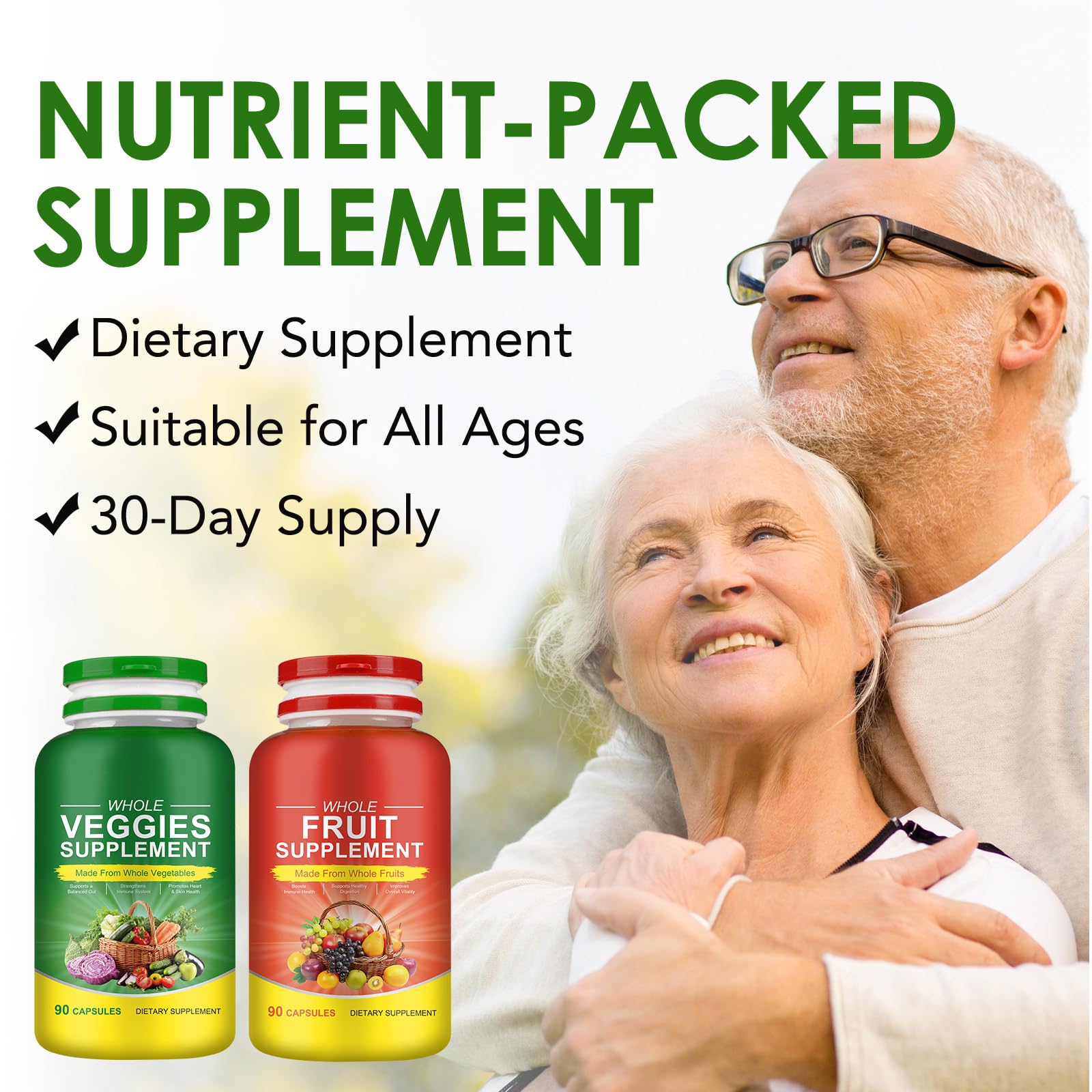 Fruits & Veggies Supplements - 2 Bottles 180 Total Vegetarian Capsules | BalanceNatural Vitamins Supplement Dietary Nutritional Balance,Lngredients Blended Vitamin & Mineral Whole Food Supplement Ruduwu Au supplements