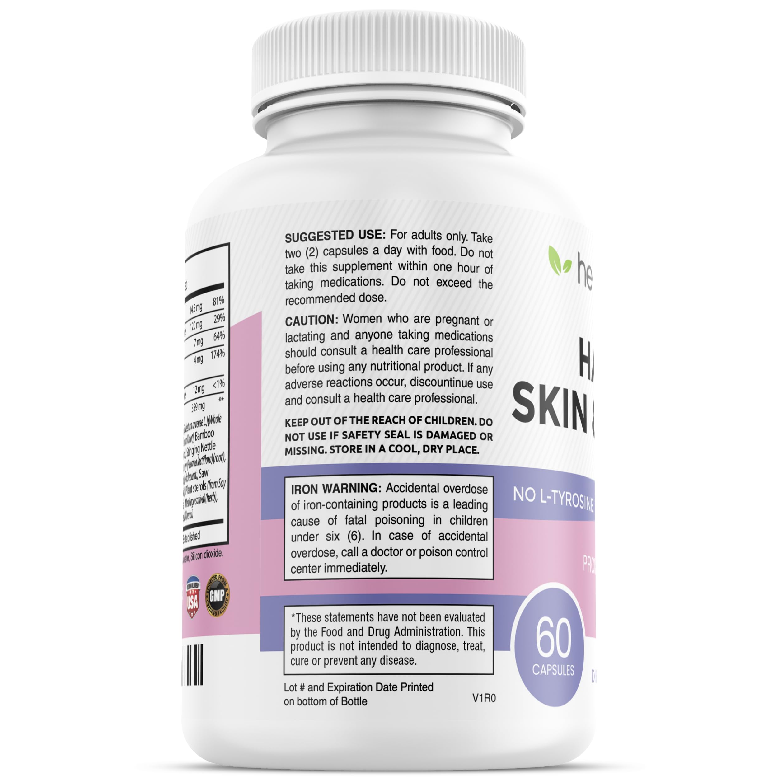 healblend Hair Skin and Nails Vitamins for Women with Biotin 5000 mcg, Iron and Manganese | Vegan, Non-GMO | 60 Capsules healblend Au supplements