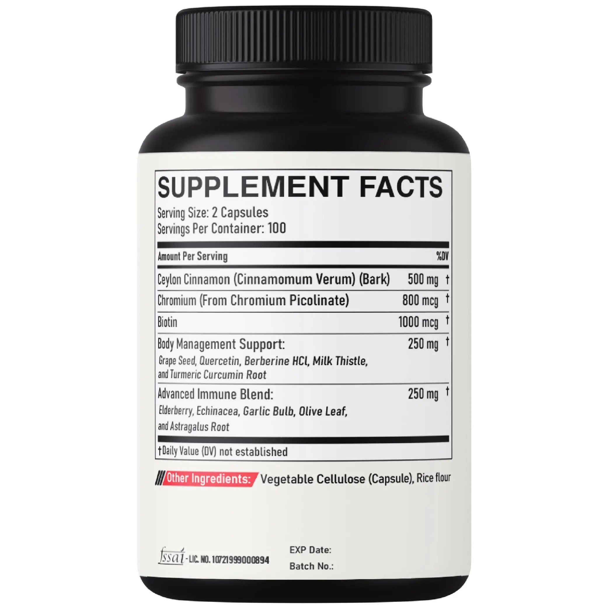DEDICAD 13in1 Ceylon Cinnamon Capsules - 200 Capsules with Chromium Picolinate, Biotin, Grape Seed, Elderberry & More DEDICAD Au supplements