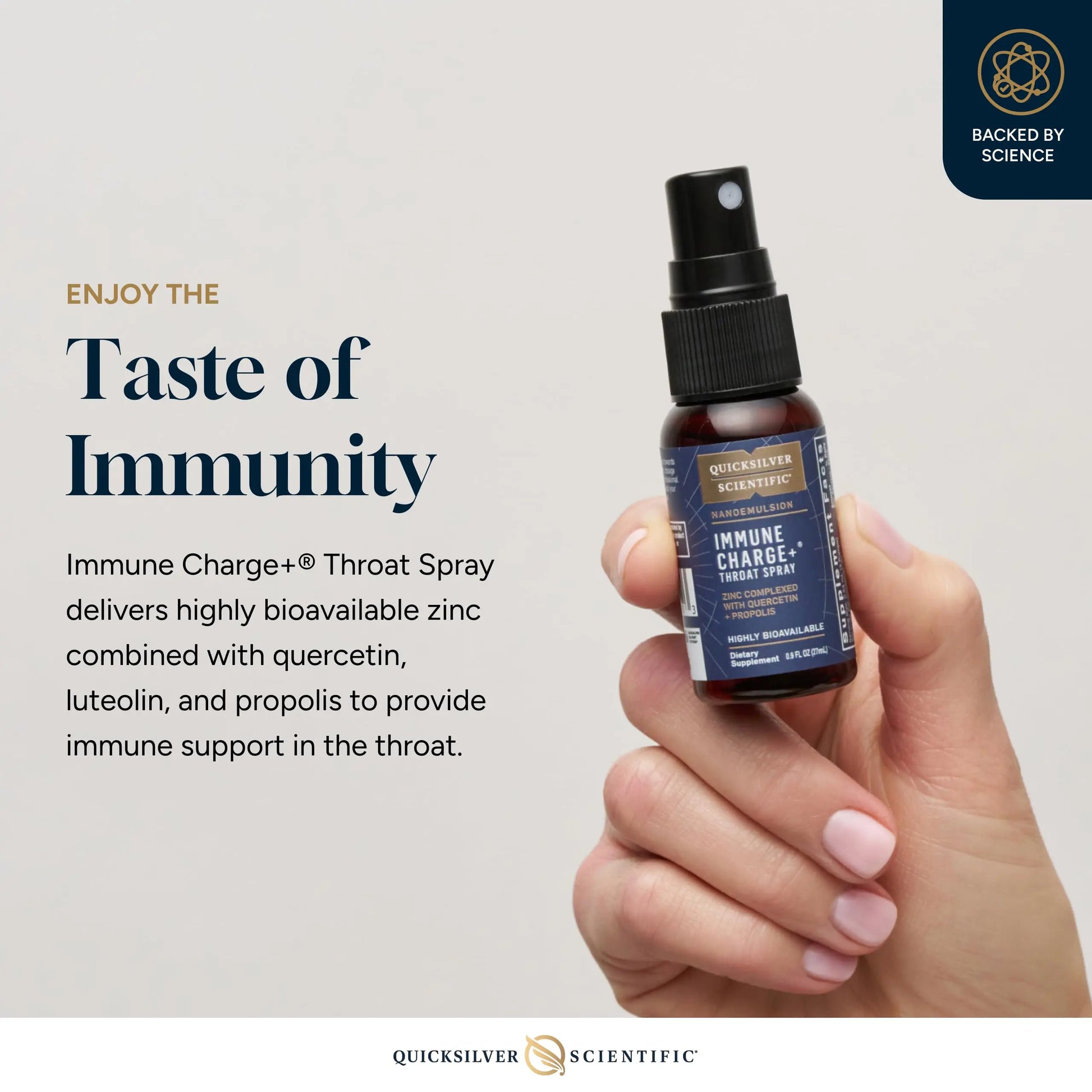 Quicksilver Scientific Immune Charge+ Zinc Throat Spray - Immune Support Liquid Supplement with Quercetin - 'Throat Coat' with Liposomal Absorption Technology (0.9 fl oz / 27ml) Quicksilver Scientific Au supplements