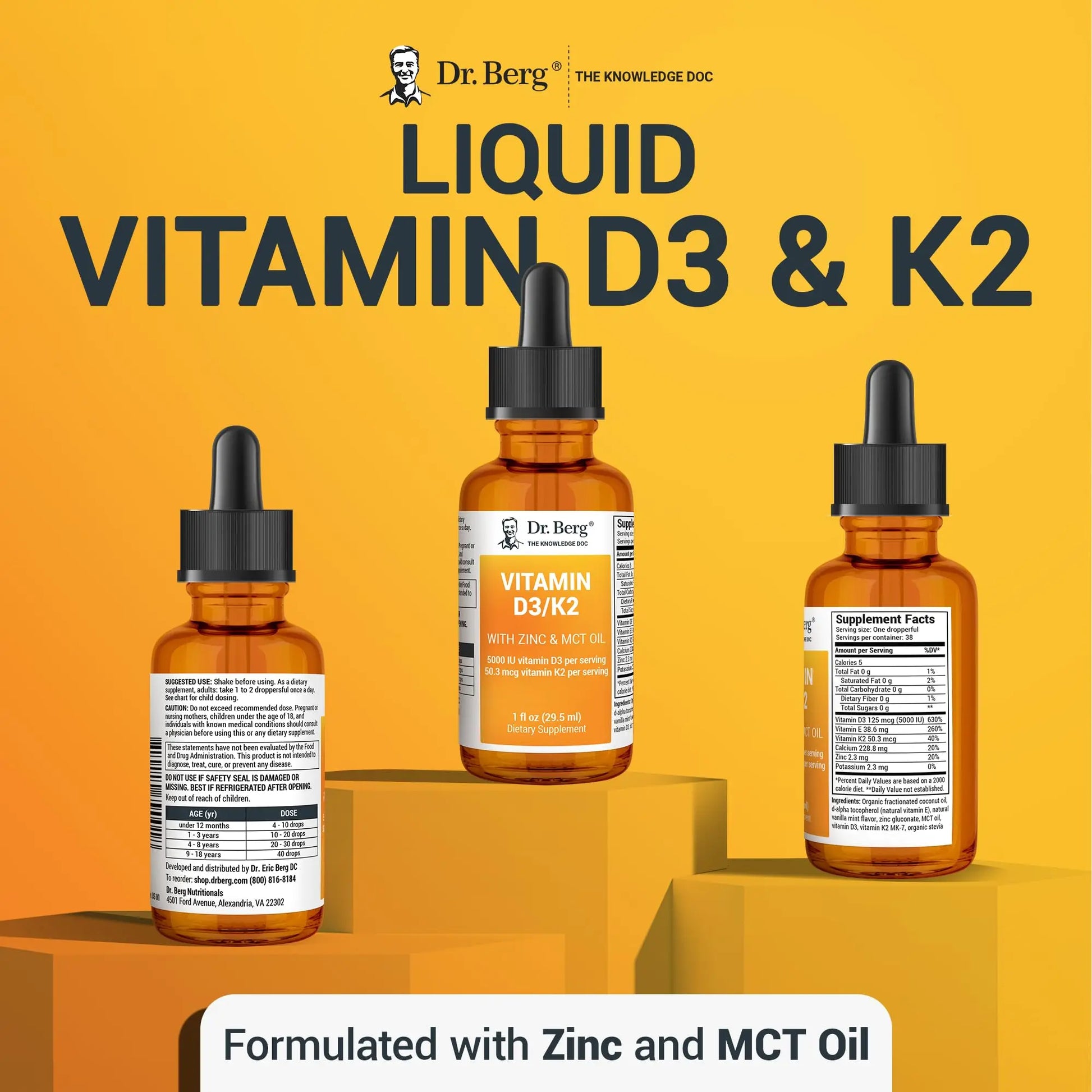 Dr. Berg Liquid Vitamin D3 & K2 Supplement - For Bone, Teeth, Mood & Immune Health Dr. Berg Nutritionals Au supplements
