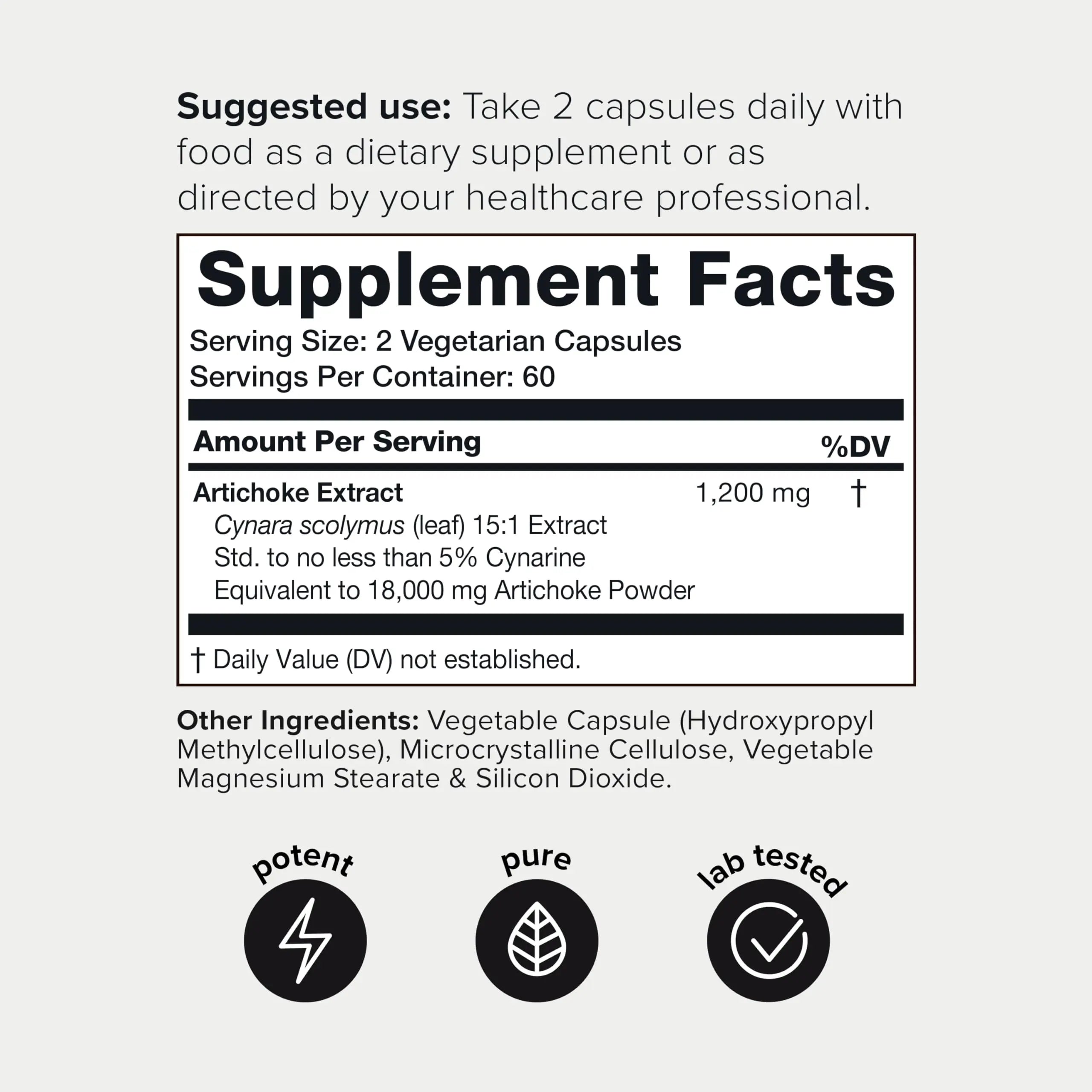 Artichoke Extract Capsules (18000mg) with 60mg of Cynarine - Digestion and Liver Toniiq Au supplements