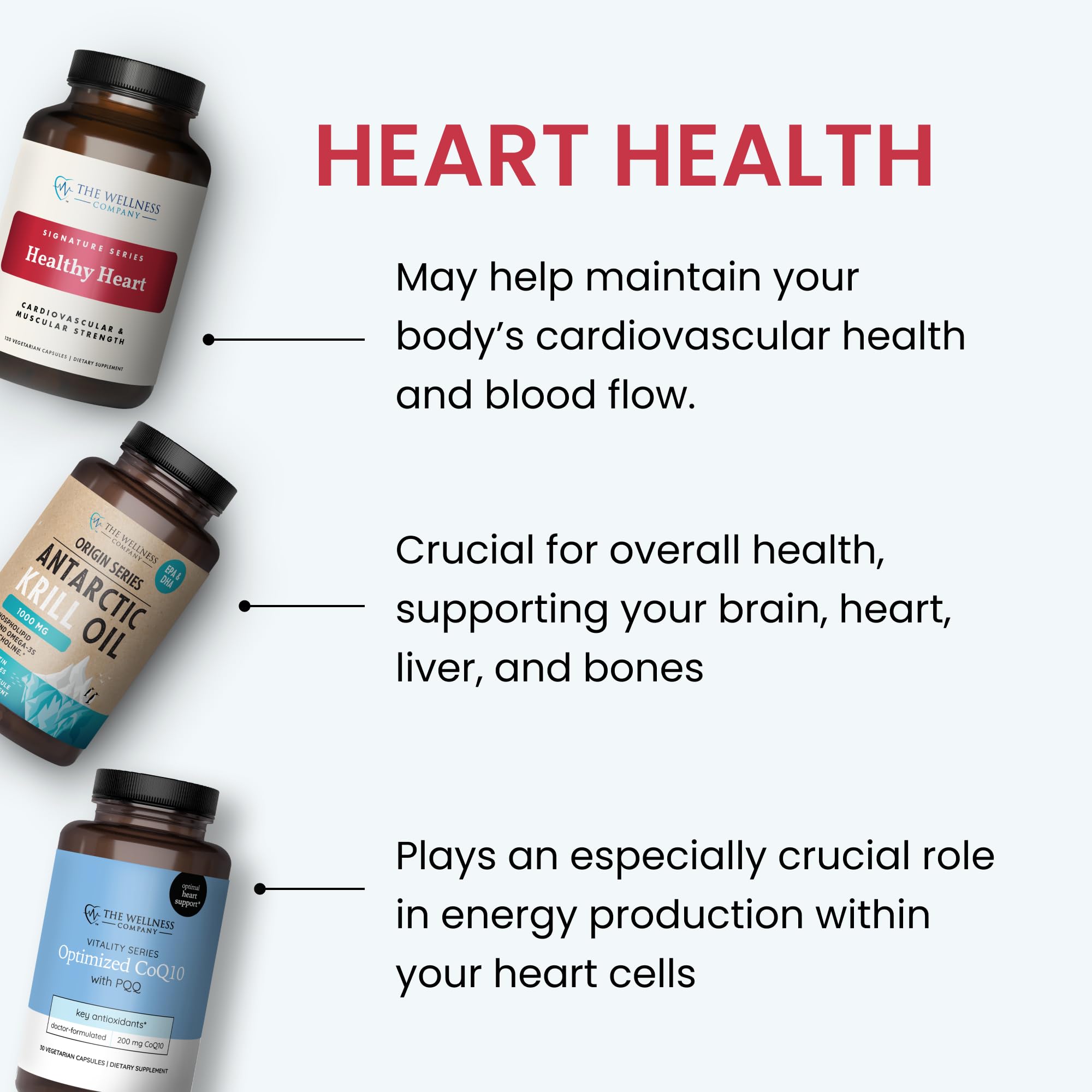 The Wellness Company Healthy Heart - Cardiovascular Strength, Blood Flow, Nitric Oxide Production & Healthy Cholesterol Levels | 120ct (2 Month Supply) The Wellness Company Au supplements