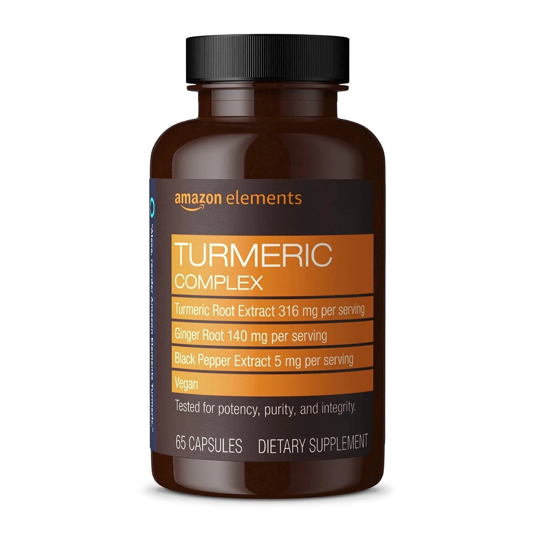 Amazon Elements Turmeric Complex, 316 mg Curcumin, 140 mg Ginger, 5 mg Black Amazon Elements Au supplements