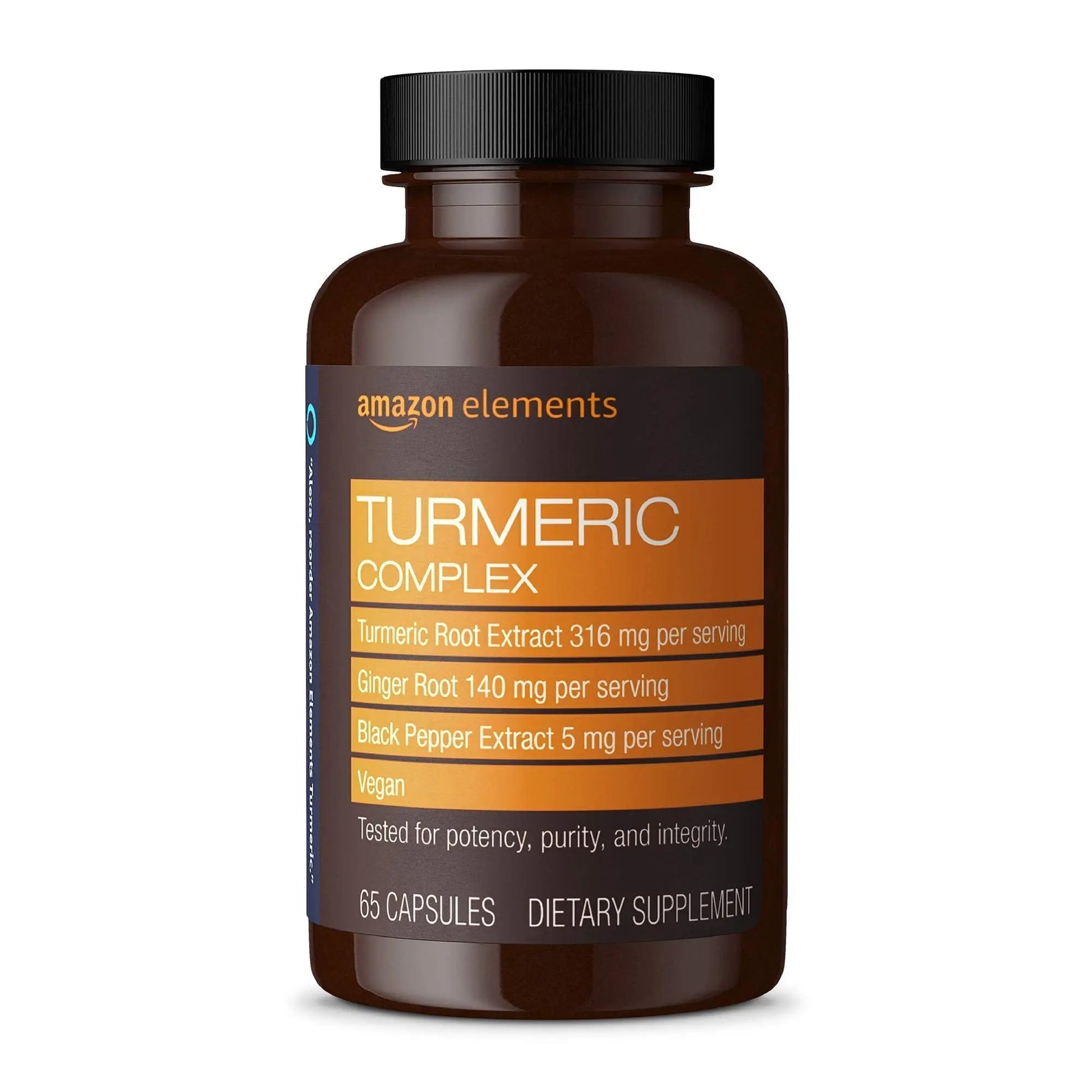 Amazon Elements Turmeric Complex, 316 mg Curcumin, 140 mg Ginger, 5 mg Black Amazon Elements Au supplements