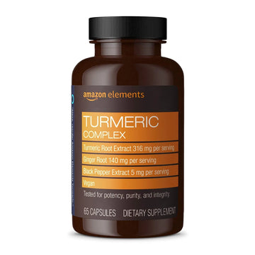 Amazon Elements Turmeric Complex, 316 mg Curcumin, 140 mg Ginger, 5 mg Black Amazon Elements Au supplements