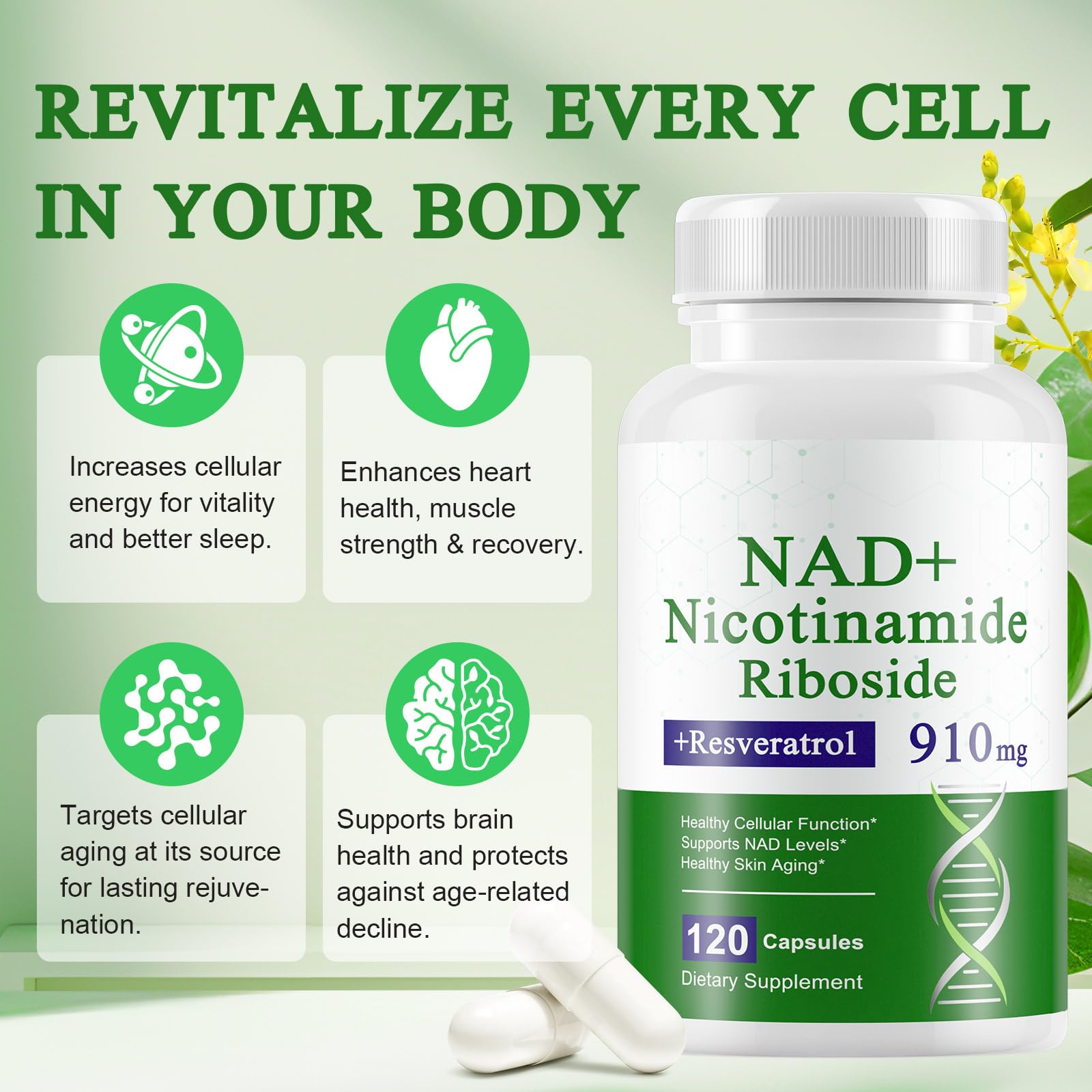 A r b c r n 120 Capsules NAD+ Supplement,NAD Nicotinamide Riboside Resveratrol 910mg for Men and Women, NR Supplement for Energy Anti-Aging Focus A r b c r n Au supplements