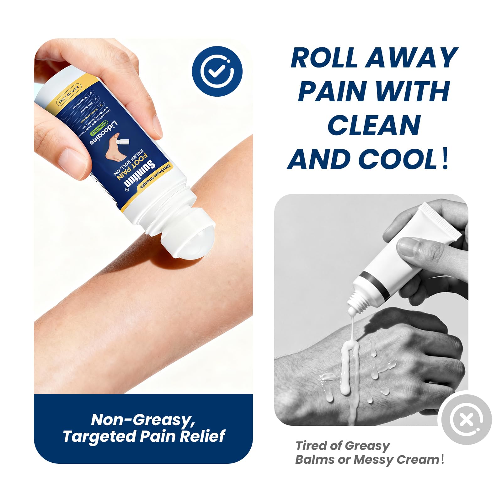 Sumifun Foot Pain Relief Lidocaine Roll-On - Maximum Strength OTC for Plantar Fasciitis & Heel Pain - Fast-Drying, Non-Greasy Formula, 2.5 Fl Oz Sumifun Au supplements