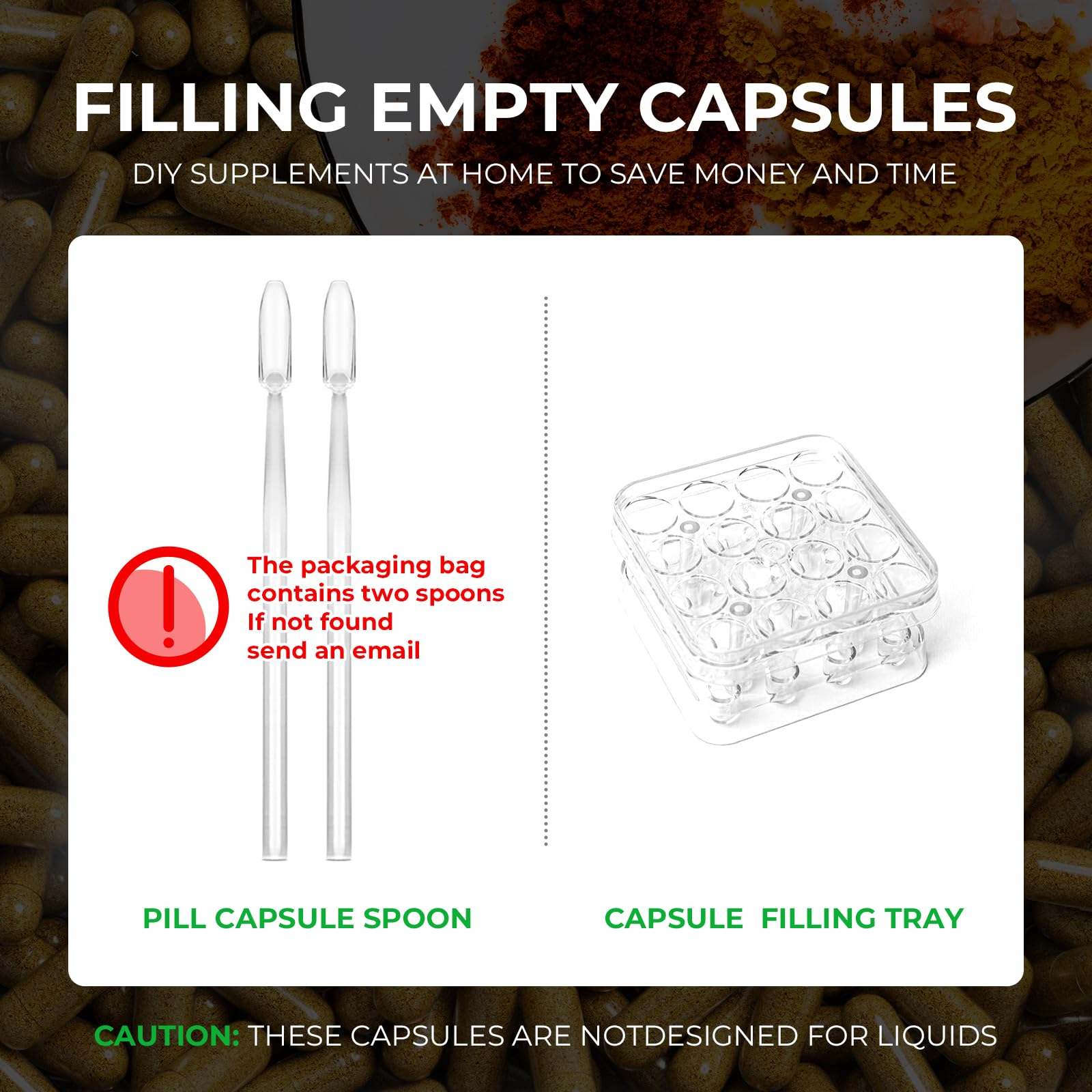 Angtai JN Vegan Empty Pill Capsules Size 2 Plant Based Clear (100 Count) Gluten Free, Non-GMO, Halal Certified Caps Filling Kit with 2 Spoons for Vegetarian DIY Your Own Supplements Angtai JN Au supplements