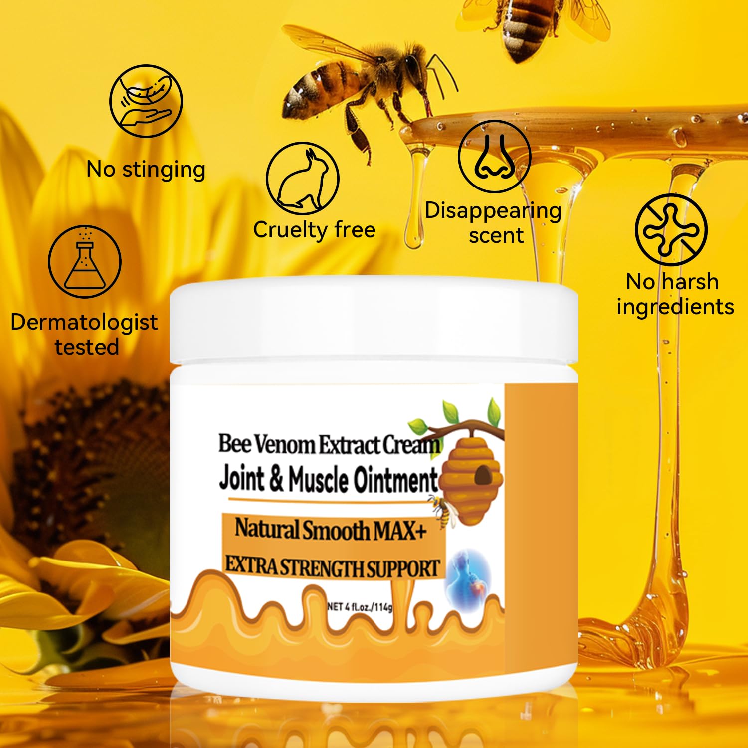 WONDROUSZ Bee Venom Joint Cream, Extra Strength Muscle & Bone Soothing Ointment, for Shoulder, Back, Neck, Hands, Feet, Leg, Knees, Ankle, Arthritis, Meniscus, for Adults, Seniors WONDROUSZ Au supplements