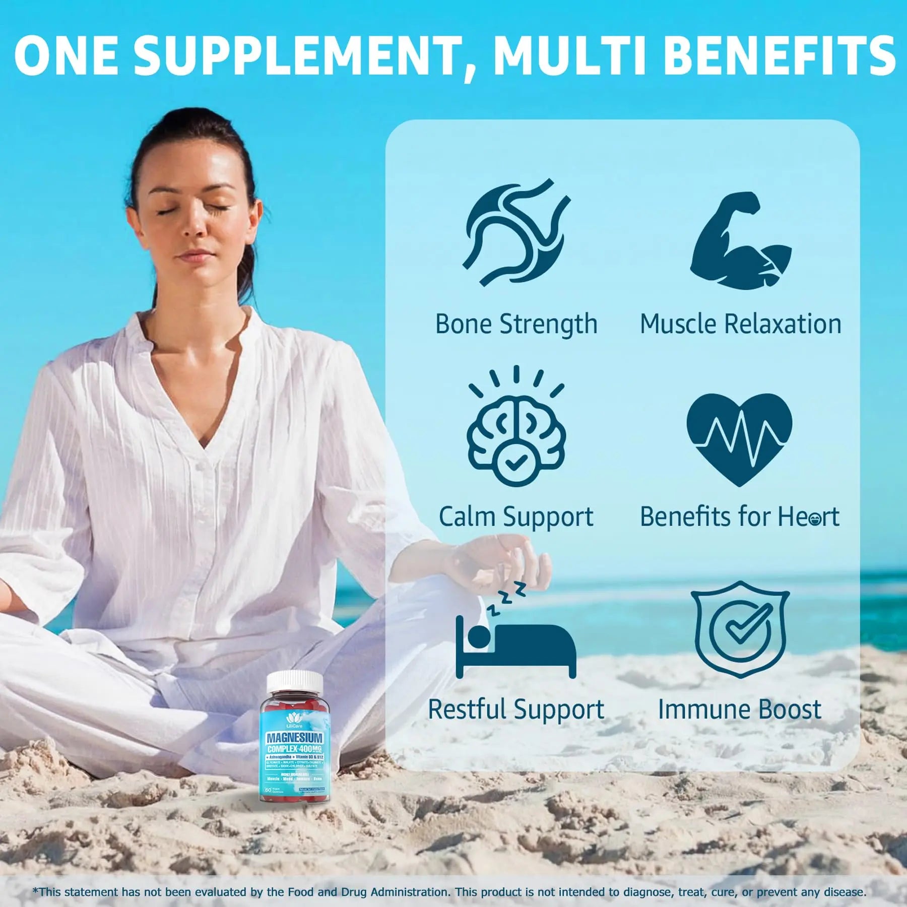 Sugar Free Magnesium Complex for Women, Calm Magnesium Gummies for Adults 400mg, Magnesium Glycinate, Citrate, Malate & More- Magnesium Gummy with Magnesium Ashwagandha, D3, B12 for Relax, Calm, Vegan LILICARE Au supplements