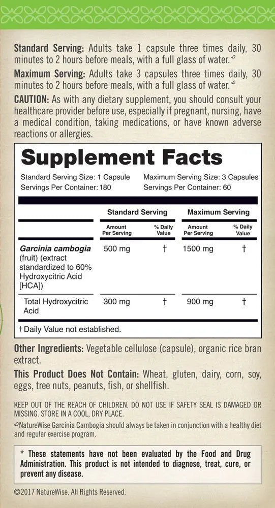 Naturewise Garcinia Cambogia (2 Month Supply) Pure Garcinia Cambogia NatureWise Au supplements