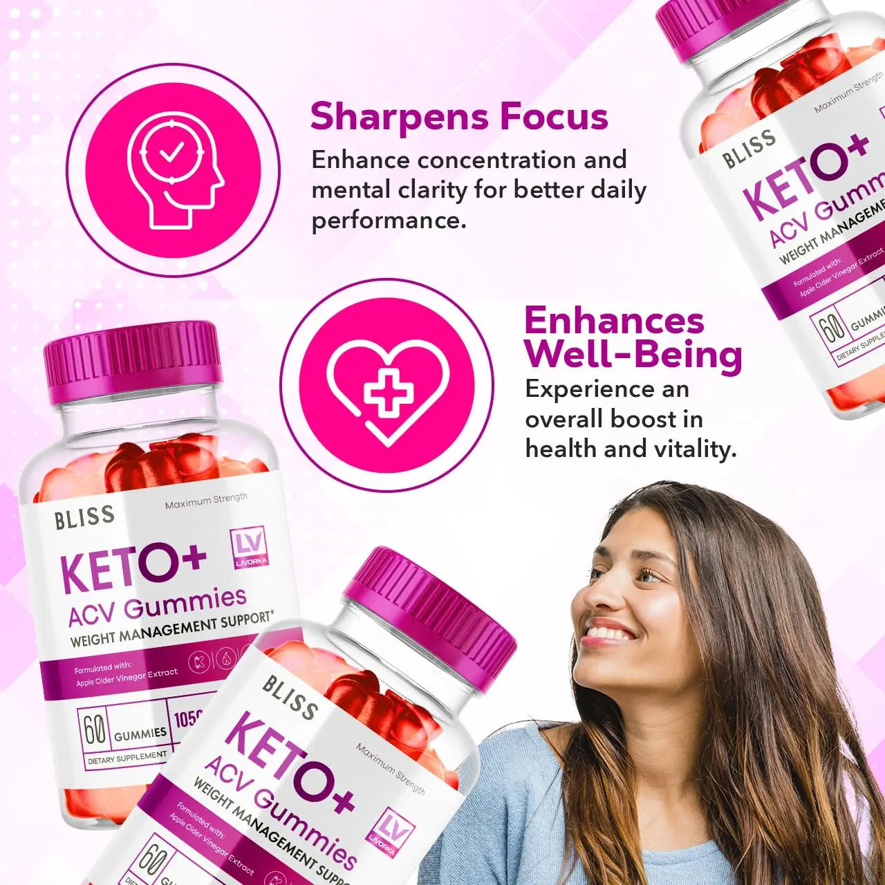 5 Pack - Bliss Keto ACV Gummies Advanced Weight Loss, Bliss ACV Active Gummies LIVORKA Au supplements