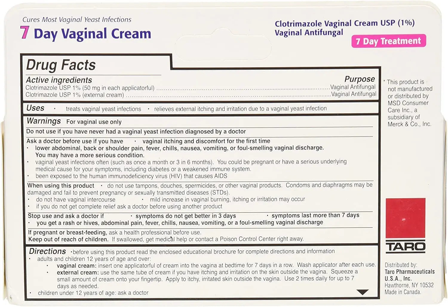 Taro Clotrimazole 7 Vaginal Cream 45 g, 1.58 Ounce (Pack of 3) GYNE-LOTRIMIN 7 DAY Au supplements