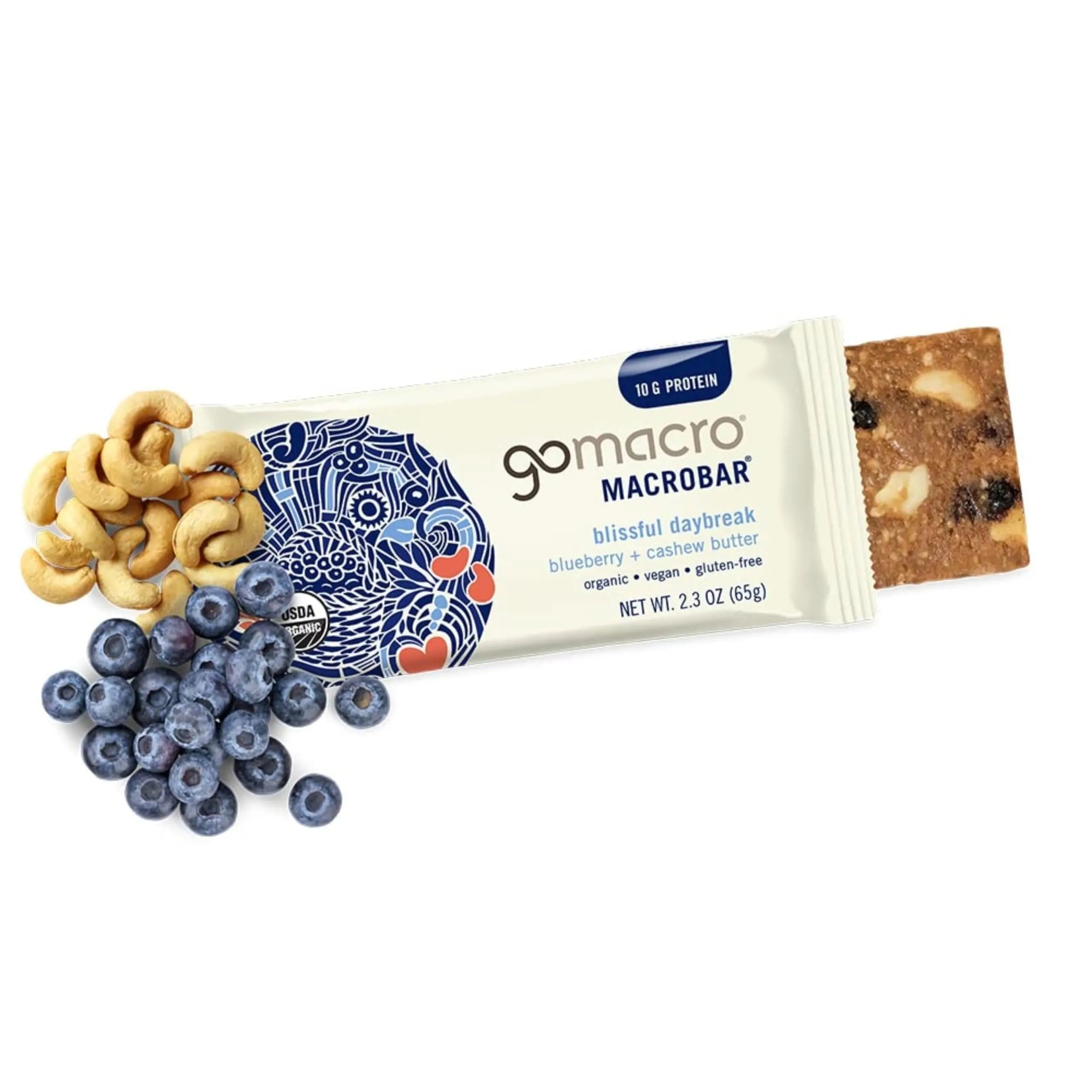 GoMacro Macrobar Organic Vegan Protein Bars - Blueberry + Cashew Butter , 2.3 Ounce GoMacro Au supplements