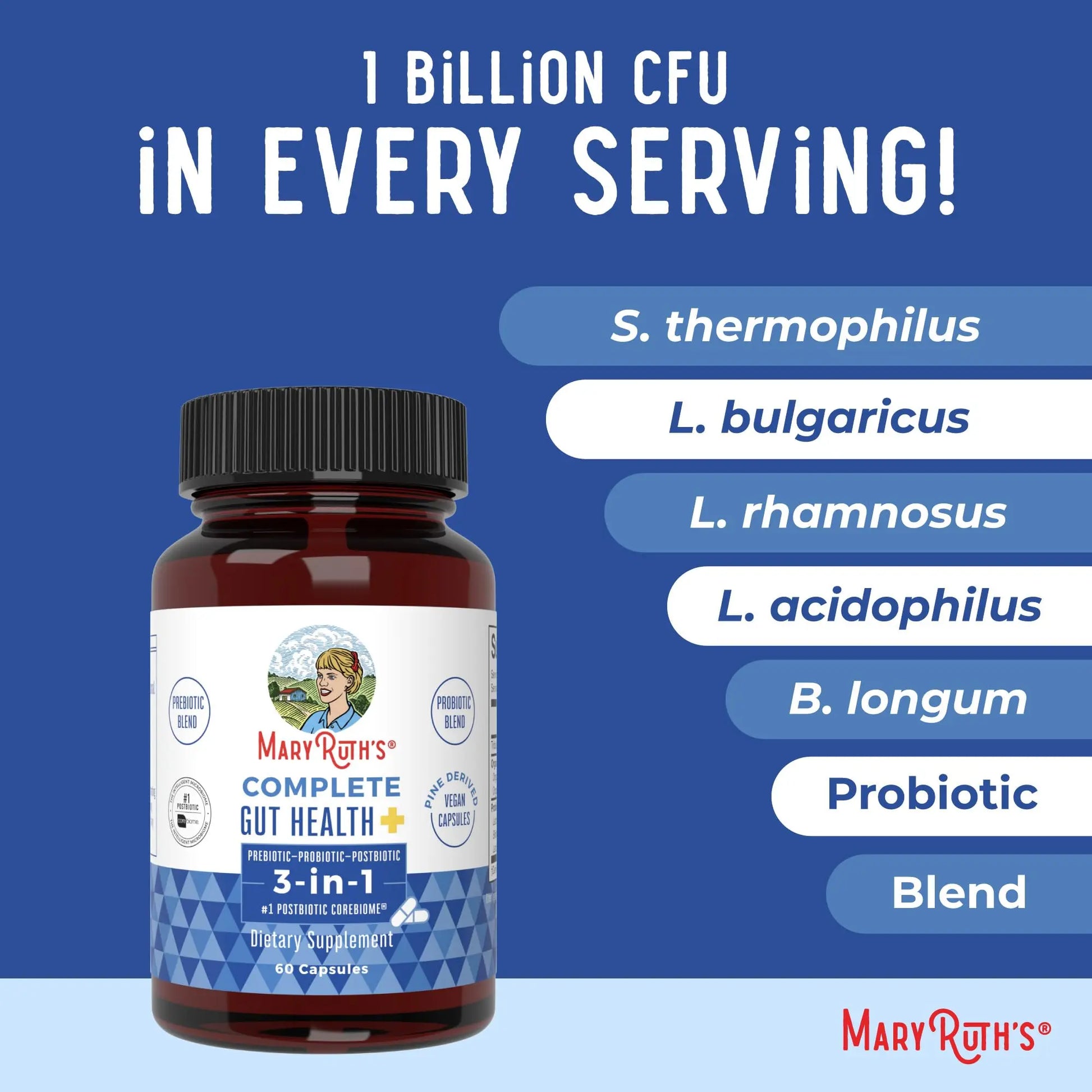 MARYRUTH'S Complete Gut Health+ Capsules | 5 Probiotic Blend | Butyrate | Corebiome® | Vegan Gut Support | Support Gastrointestinal Health & Microbiome MARYRUTH'S Au supplements