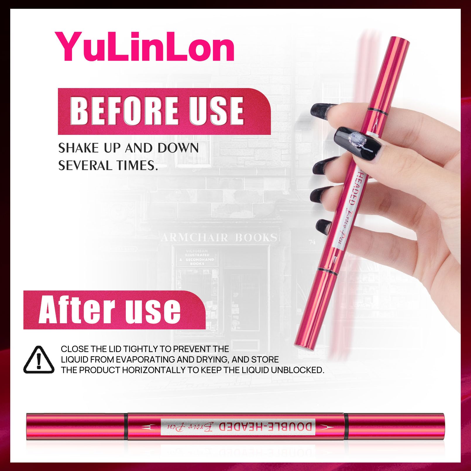 YuLinLon Double-Headed Brow Pen, Ultra-Precise Hair-Like Strokes, Long-Lasting Waterproof Makeup, Available in 5 Natural Shades (3#Dark Brown) Yulinlon Au supplements