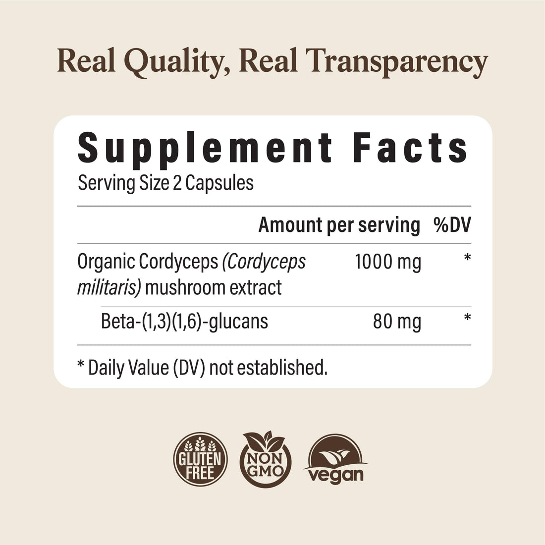 Real Mushrooms Supplement Capsules - Cordyceps Mushroom Powder Rich in Beta Glucans - Mushroom Pills Cordyceps for Energy and Performance - Vegan, Non-GMO, No Grain Fillers, 120 ct Real Mushrooms Au supplements