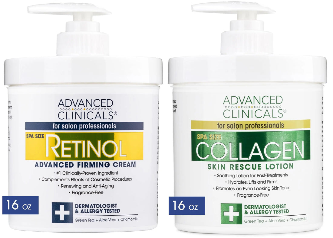 Advanced Clinicals Retinol Body Lotion + Collagen Cream 2pc Body Skin Care Set Advanced Clinicals Au supplements