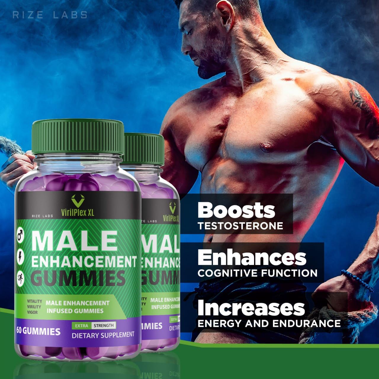 rize labs VirilPlex XL Male Performance Gummies, Premium Formula for Health and Well-Being for Men, Gummys to Deliver Maximum Performance Benefits - Pack of 3(180 Gummies) rize labs Au supplements