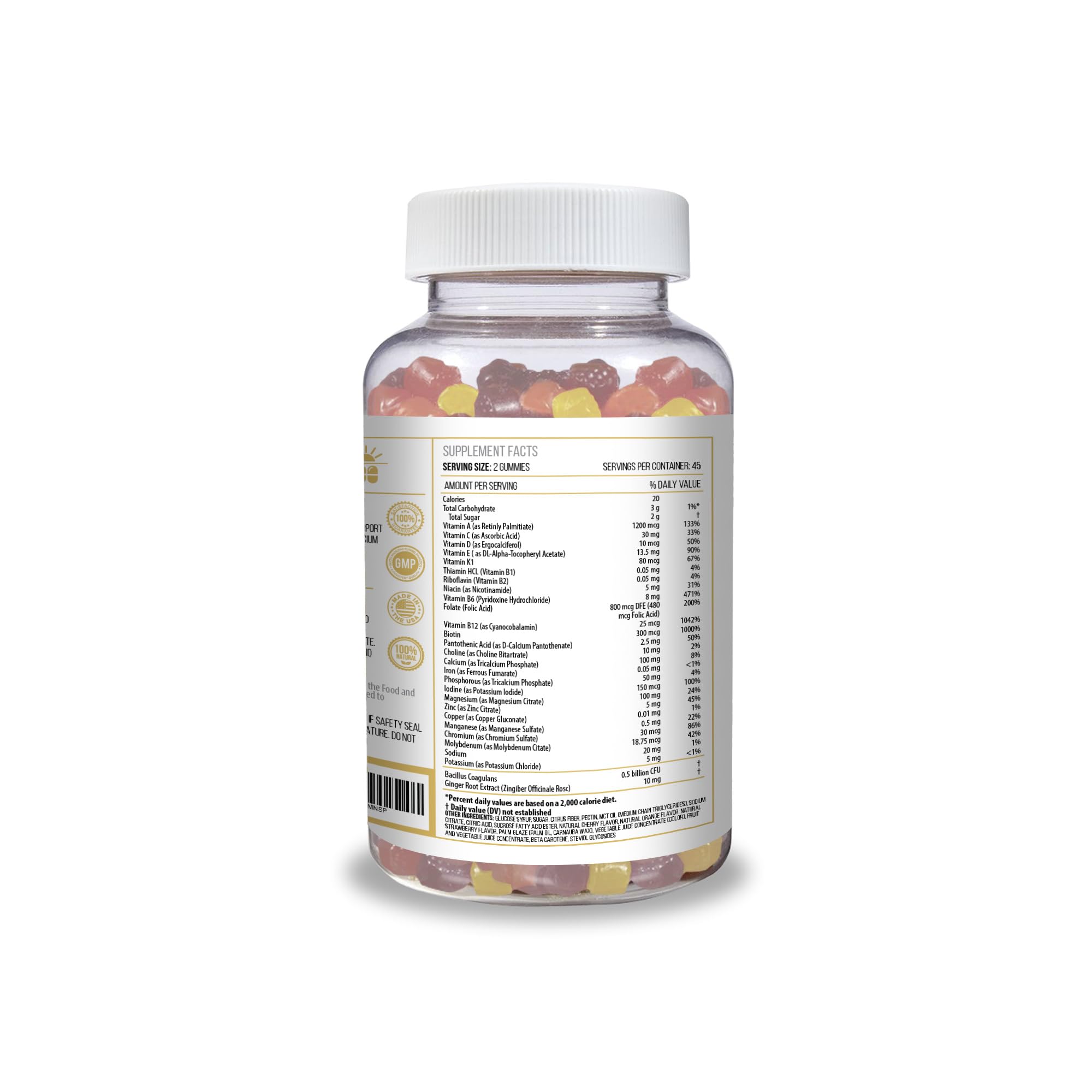 ACTIF Organic Bariatric Gummies with 25+ Organic Vitamins and Minerals for Bariatric Surgery Gastric Bypass Surgery, Advanced Formula - 90 Count ACTIF Au supplements