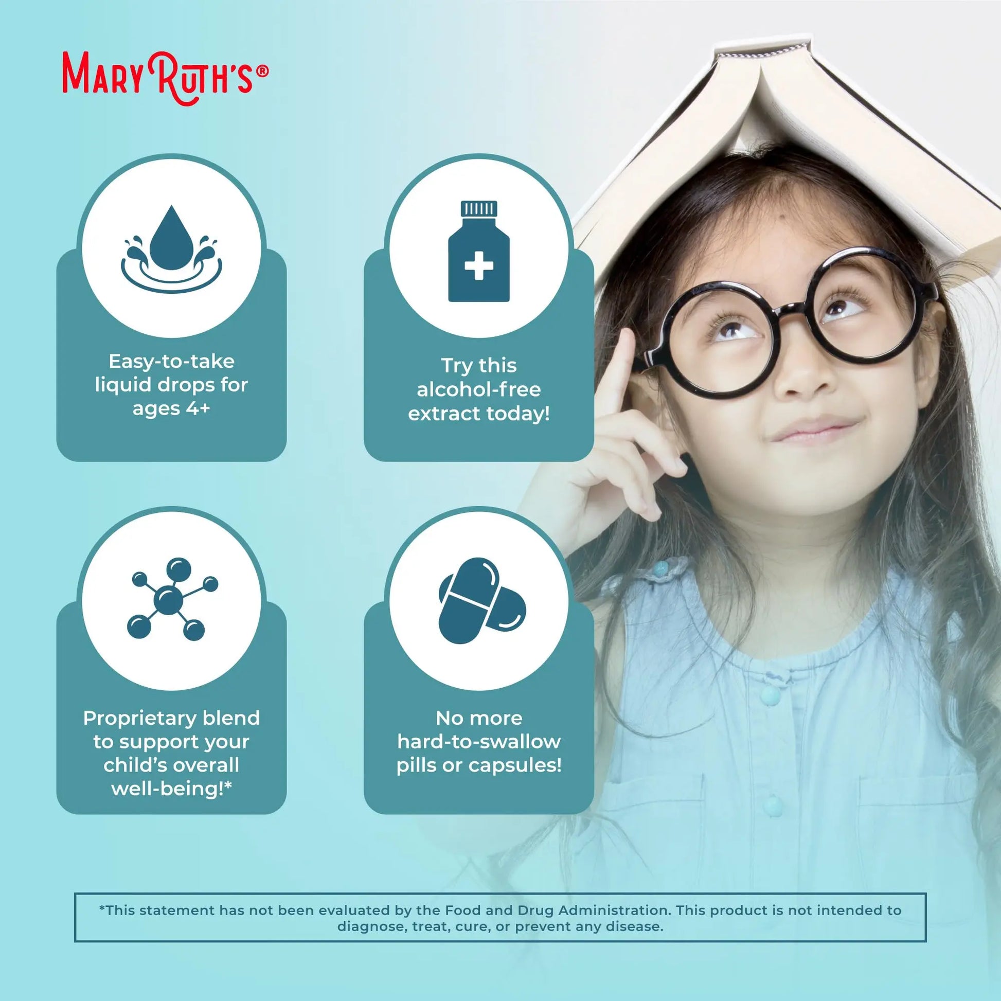 MaryRuth Organics Kids Focus & Attention Drops | USDA Organic Drops | Ginkgo Biloba | Rhodiola Root & Licorice Root | Adaptogenic | Calm | Vegan | Non-GMO | Gluten Free | 30 Servings MARYRUTH'S Au supplements