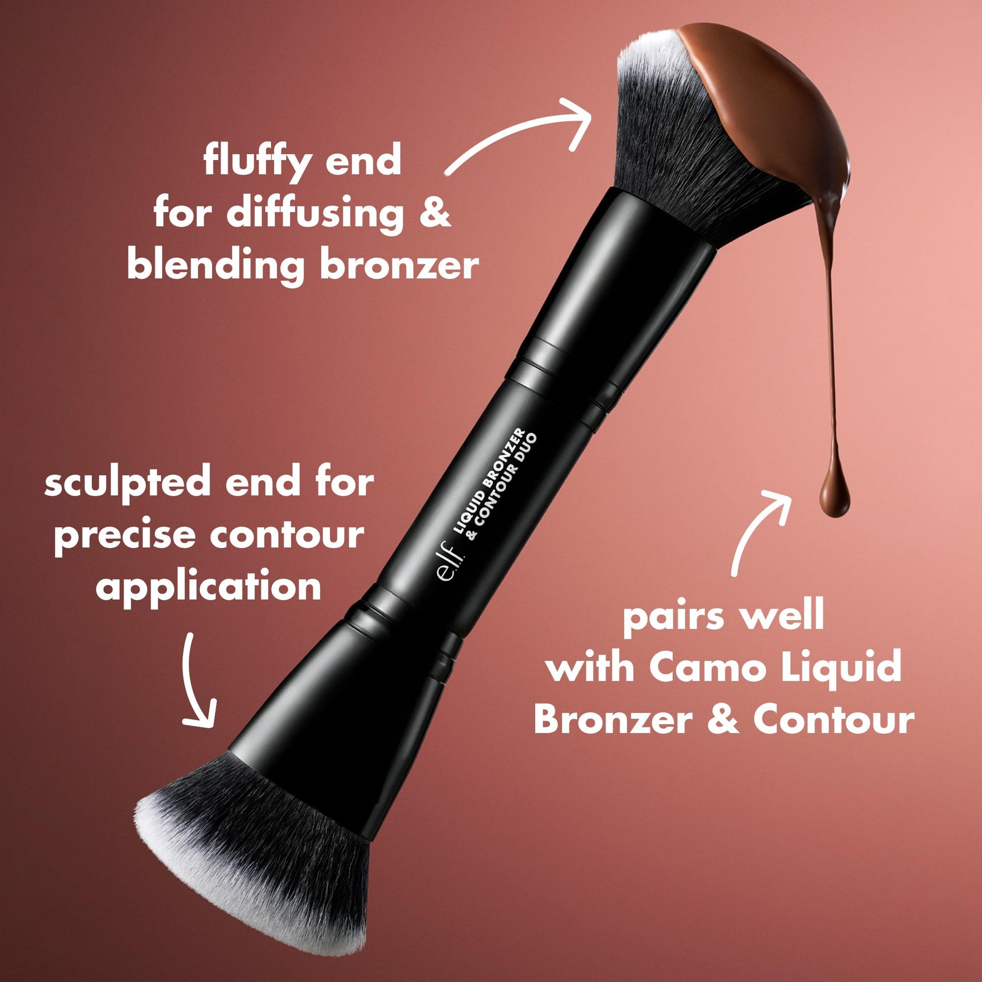 e.l.f. Liquid Bronzer & Contour Duo Brush, Silky Highly Pigmented Formula with Dual-ended Makeup Brush, Synthetic Bristles, 100% Vegan and Cruelty-Free e.l.f. Au supplements