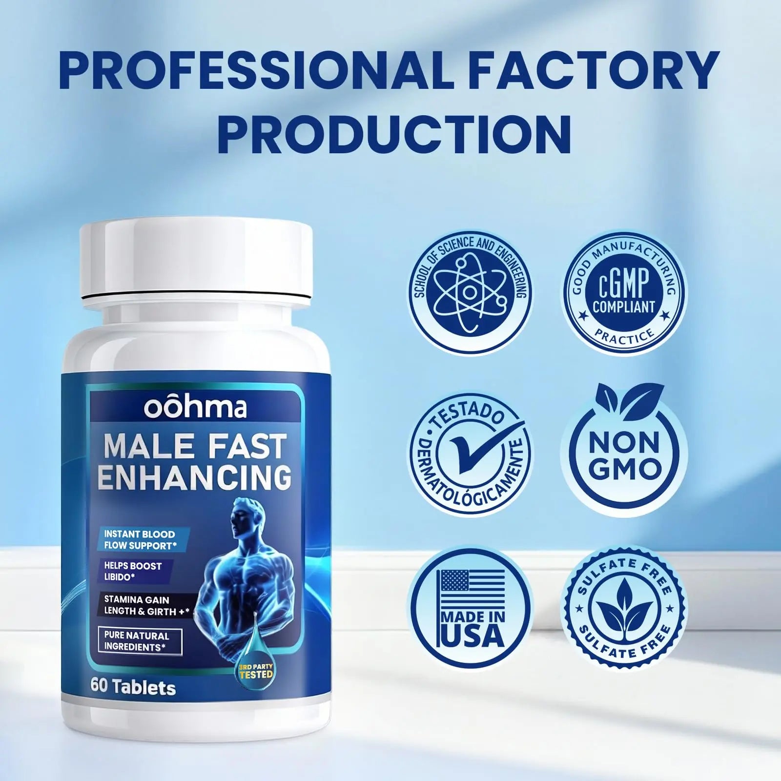 Oohma New Male Enhancing Supplement, Designed to be Fast Acting for Blood Flow to Gain Length & Girth + Stamina, Maca, Epimedium, and Other Natural Ingredients, 3rd Party Tested Supplement 60 Tablets Oohma Au supplements