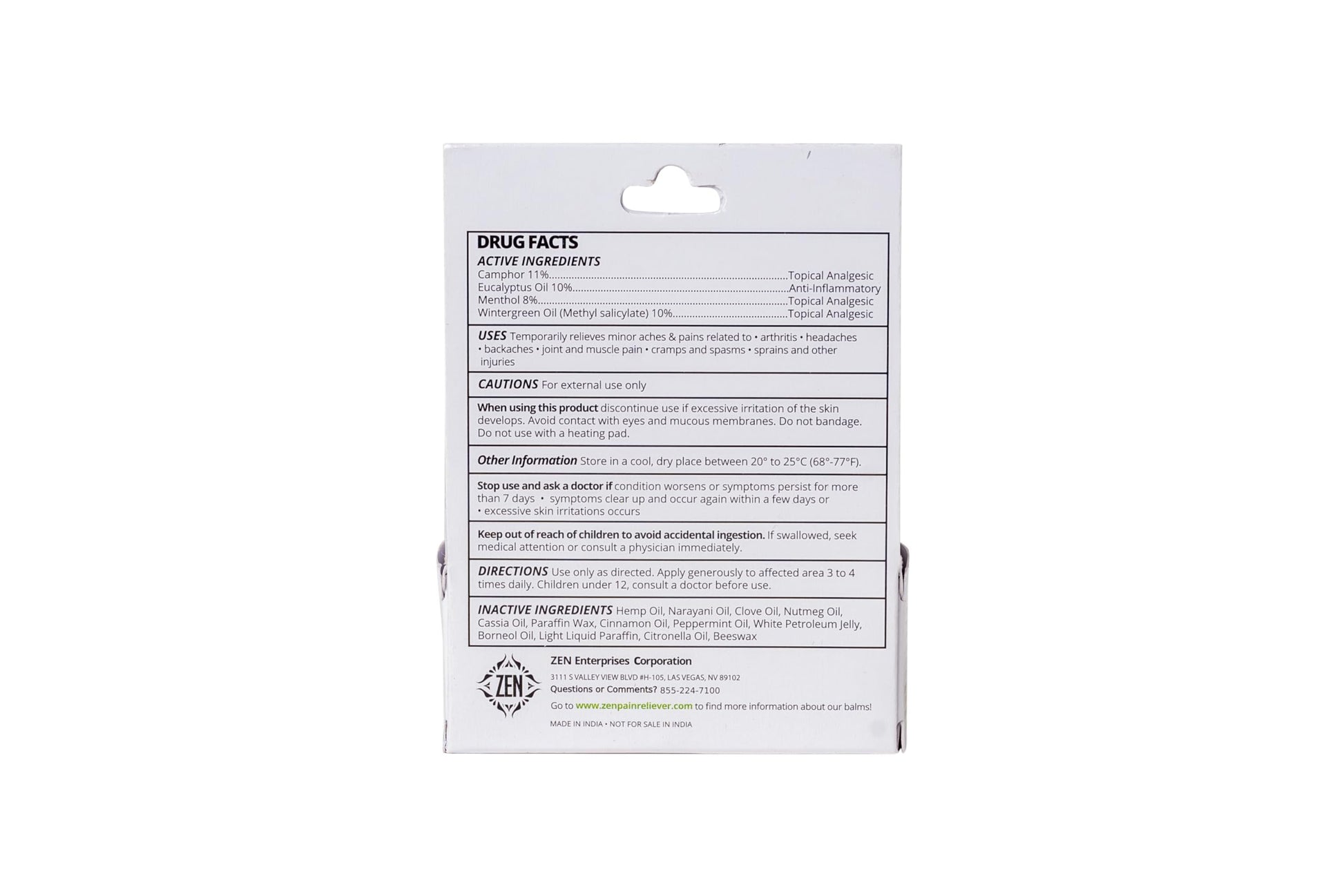 ZEN Hemp Balm – Concentrated Plant-Based Topical Balm – 0.7 oz ZEN Au supplements