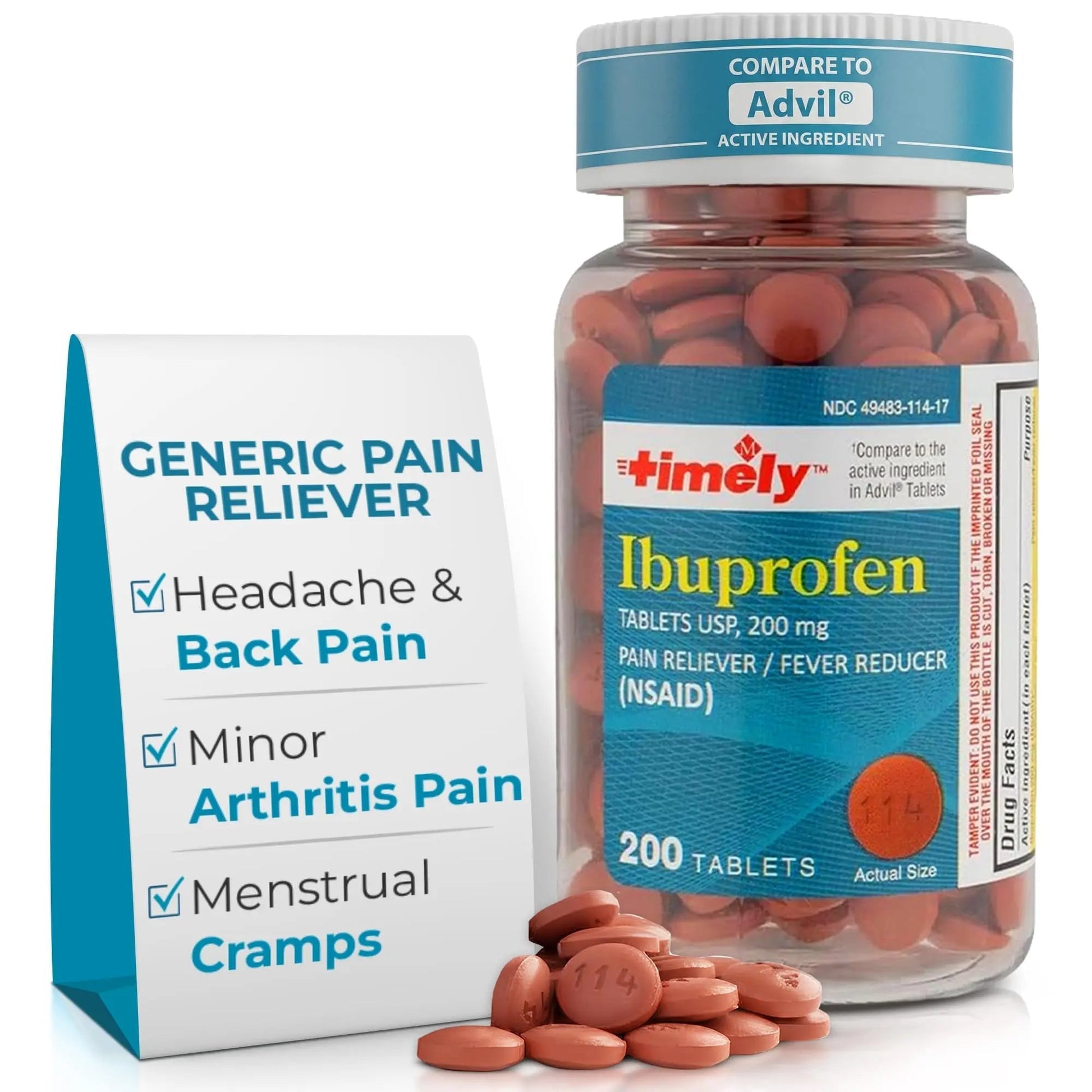 TIME-Cap Labs 200 Tablets Ibuprofen 200mg Coated - Pain Reliever & Fever Reducer (NSAID) for Adults, Helps with Headache, Back Pain, Muscle Aches, Toothaches, Menstrual Cramps & Minor Arthritis Pain TIME-CAP LABS, INC. Au supplements