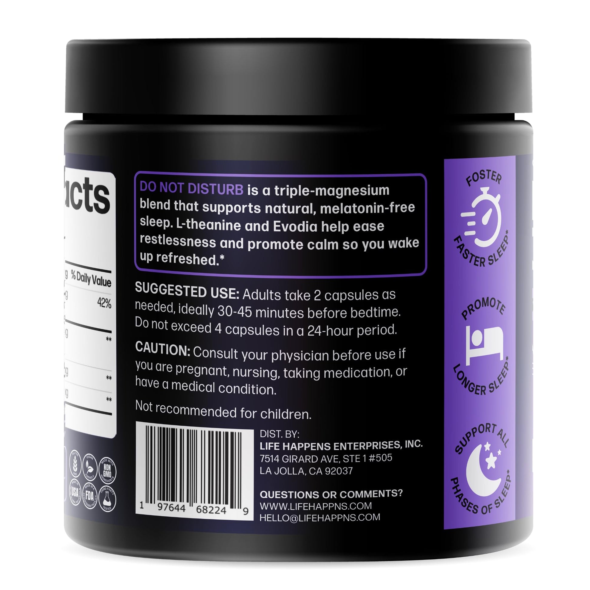 Doctor Formulated Triple Magnesium for Sleep, Calm & Relaxation with Chelated Magnesium Glycinate, L-Theanine, Passionflower & Evodia – Non-Habit, No Melatonin Magnesium Sleep Aid Support Supplement LIFE HAPPNS BE READY Au supplements
