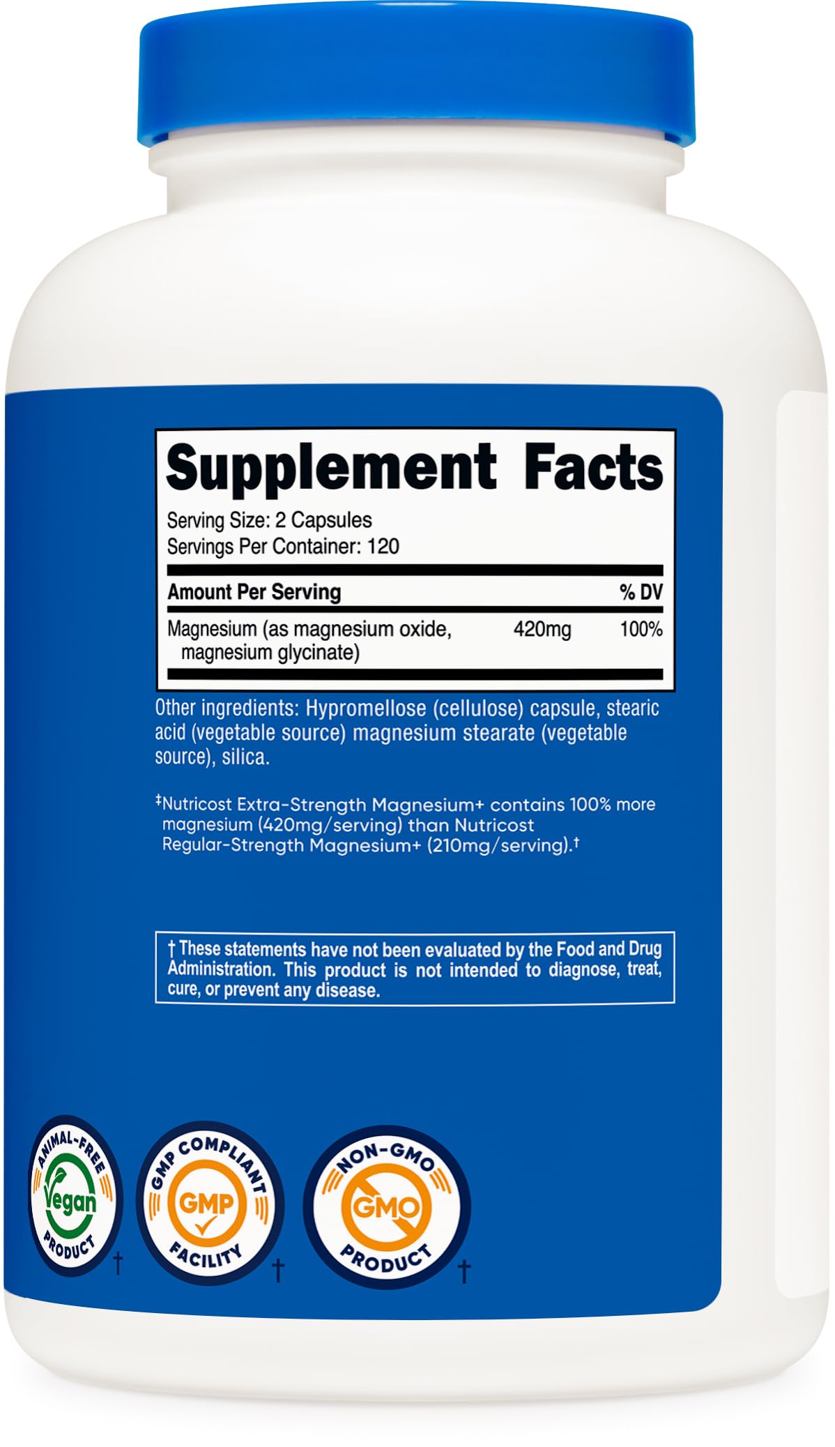Nutricost Magnesium+ Extra Strength 420mg, 240 Capsules - 120 Servings. Magnesium Oxide and Glycinate - Non-GMO, Gluten Free, Vegan Friendly Nutricost Au supplements