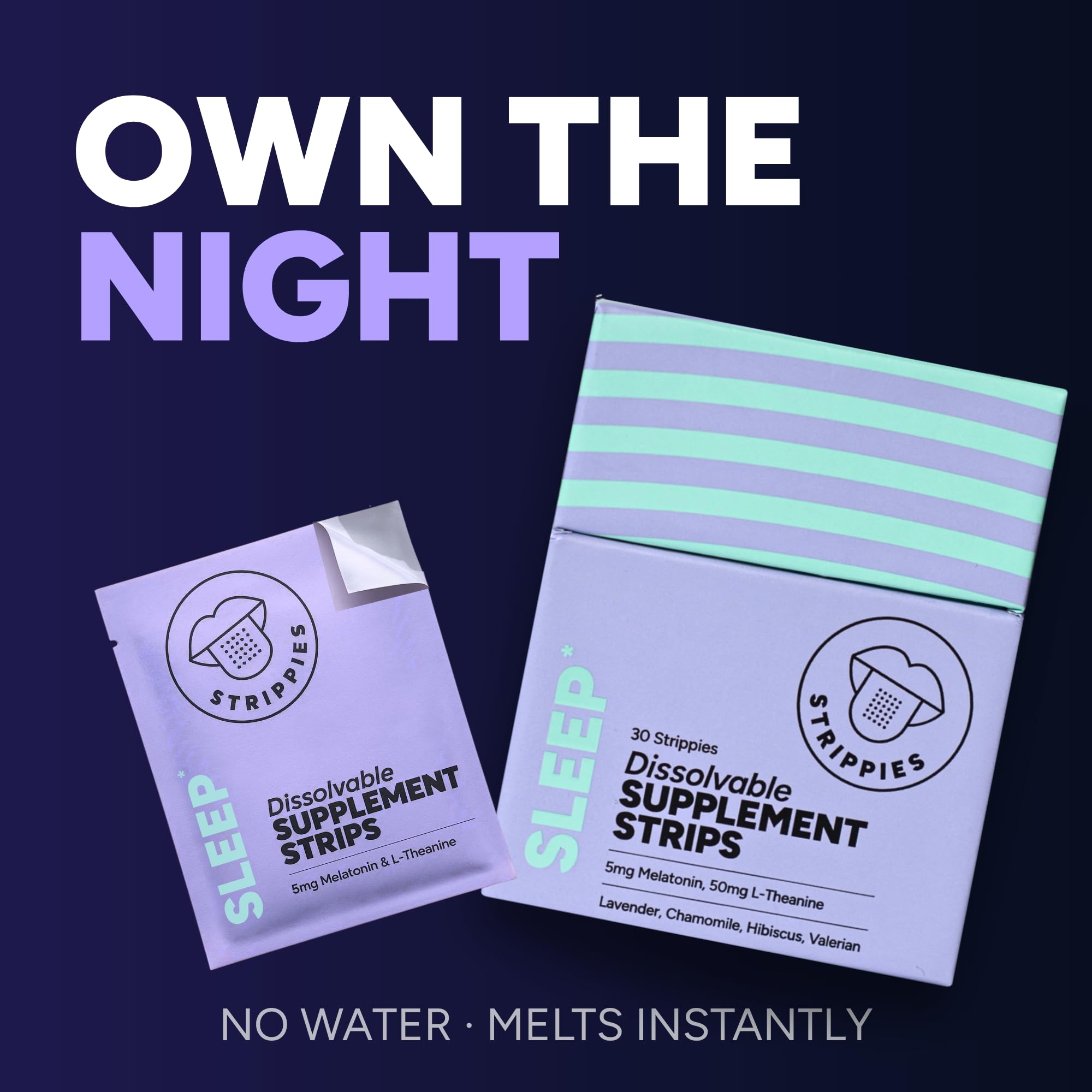 STRIPPIES Dissolvable Sleep Strips – Fast-Acting Melatonin 5mg with L-Theanine, Lavender, Chamomile, Hibiscus & Valerian – Natural Cranberry Flavor – 90 Strips STRIPPIES Au supplements