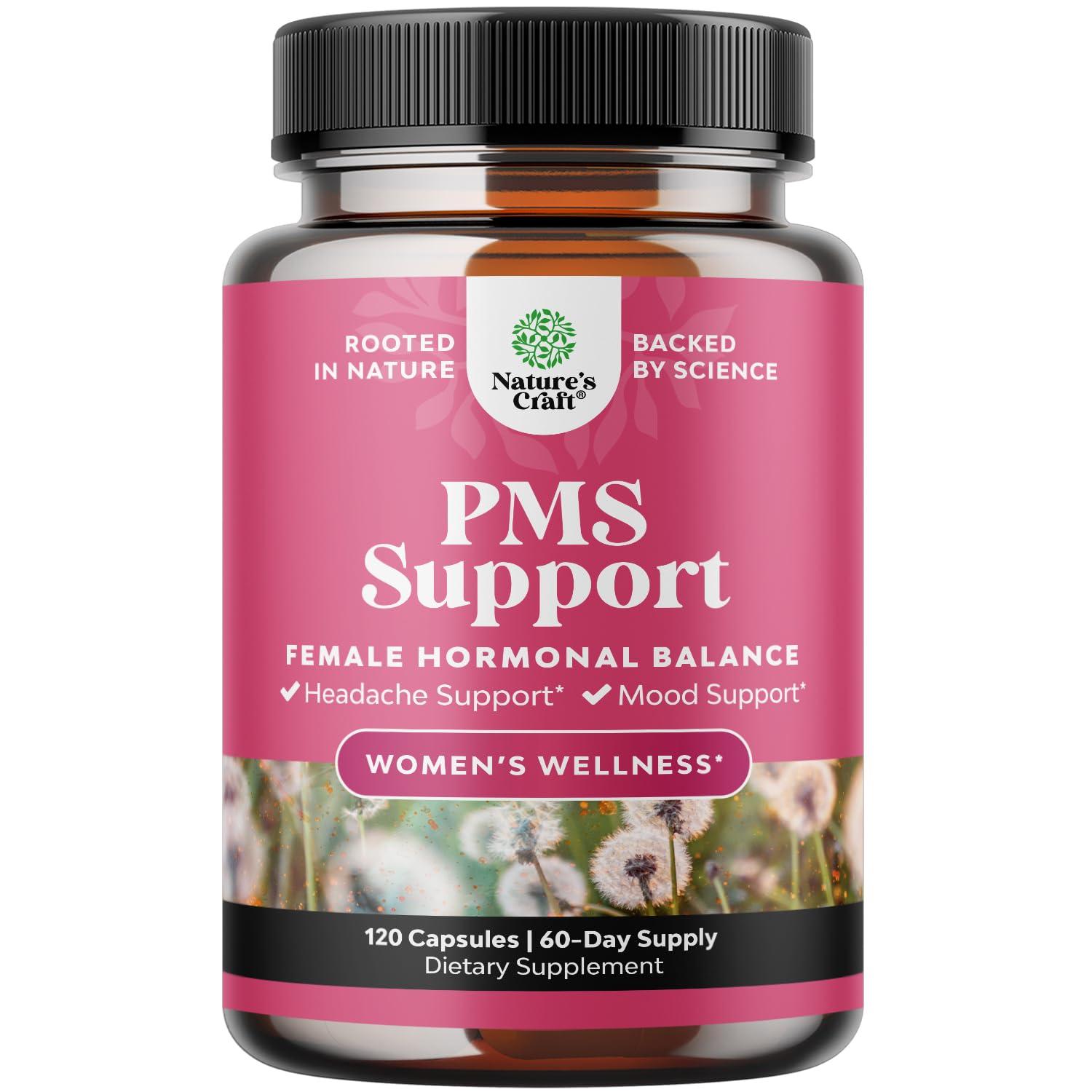 PMS Support Supplement for Women – Hormone Balance for Women & Menstrual Discomfort with DIM, Chasteberry, Black Cohosh & Ashwagandha - for Period Cramps Ease, Menopause Bloating, Mood Swing – 120 Ct Natures Craft Au supplements